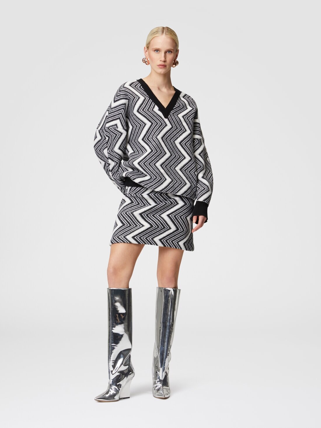 Zig zag wool miniskirt - 2