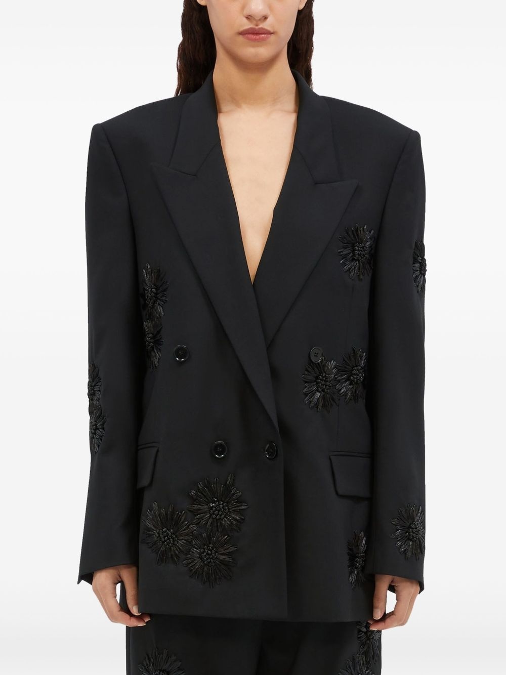 floral-appliqué blazer - 3