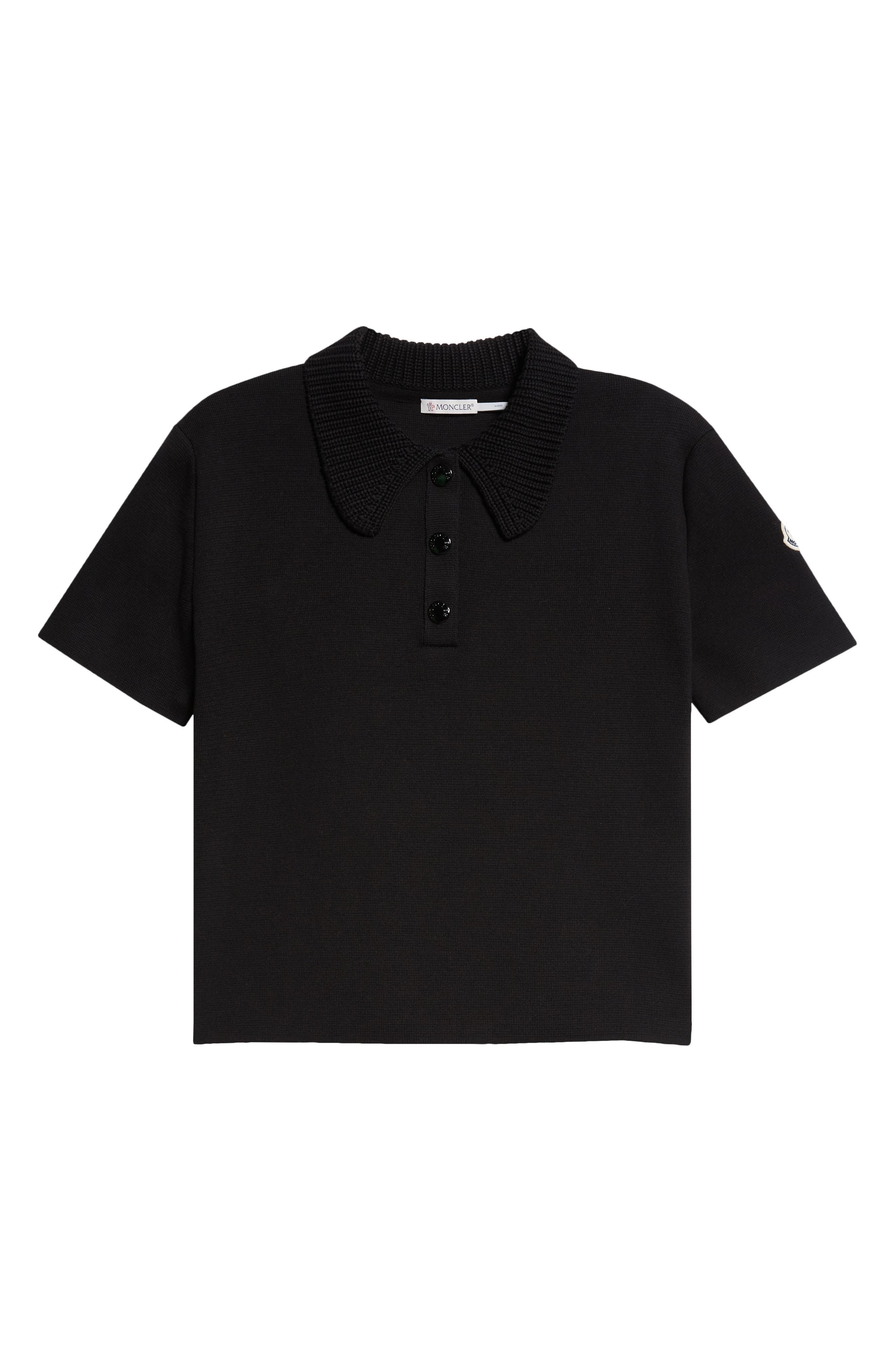 Moncler Merino Wool Polo in Black at Nordstrom - 5