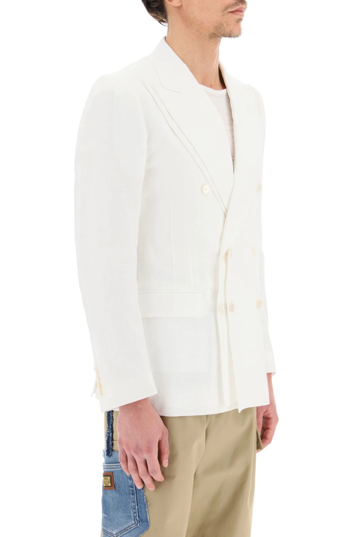 DOUBLE-BREASTED LINEN BLAZER - 3