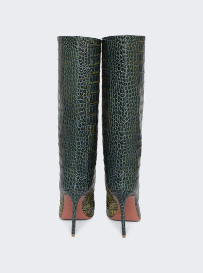 Amina Muaddi Fiona Crocodile-effect Boots Green Ombre outlook