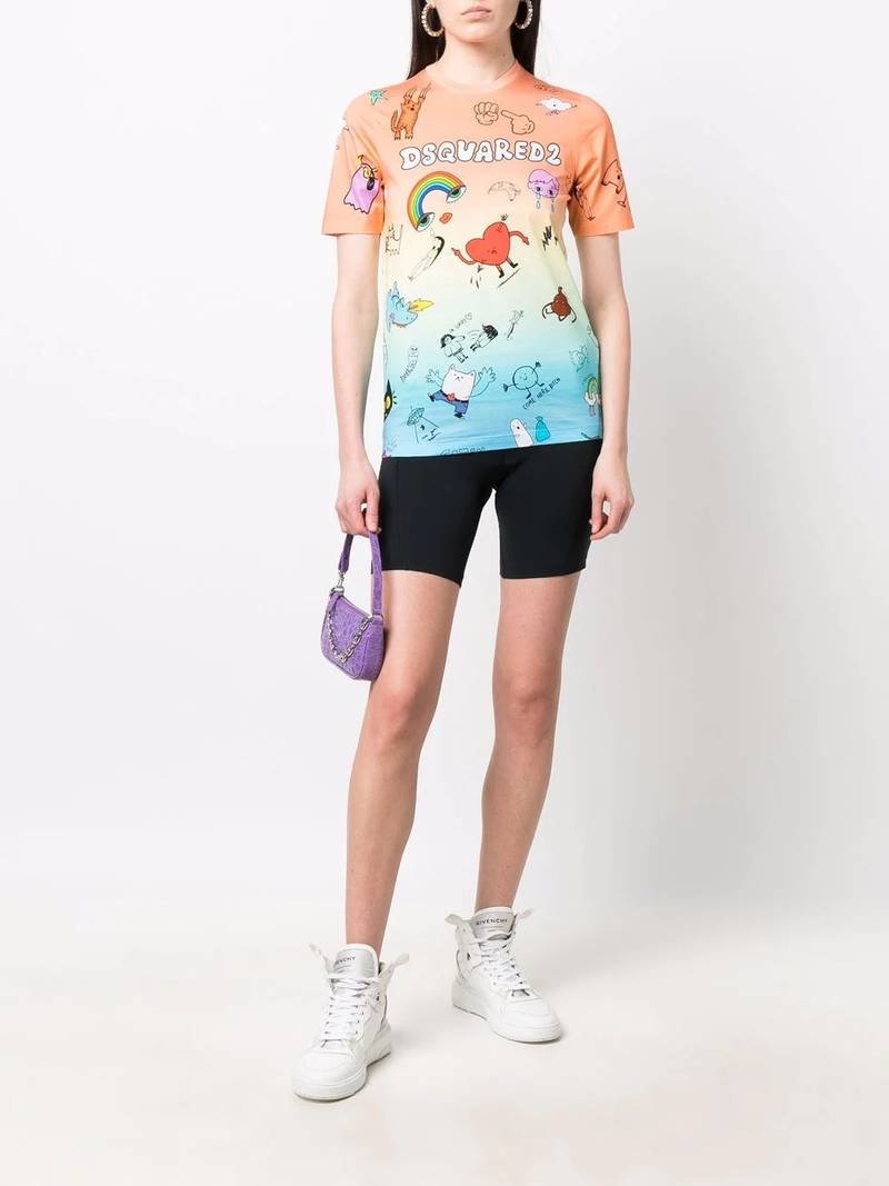 DSQUARED2 graphic-print gradient T-shirt outlook