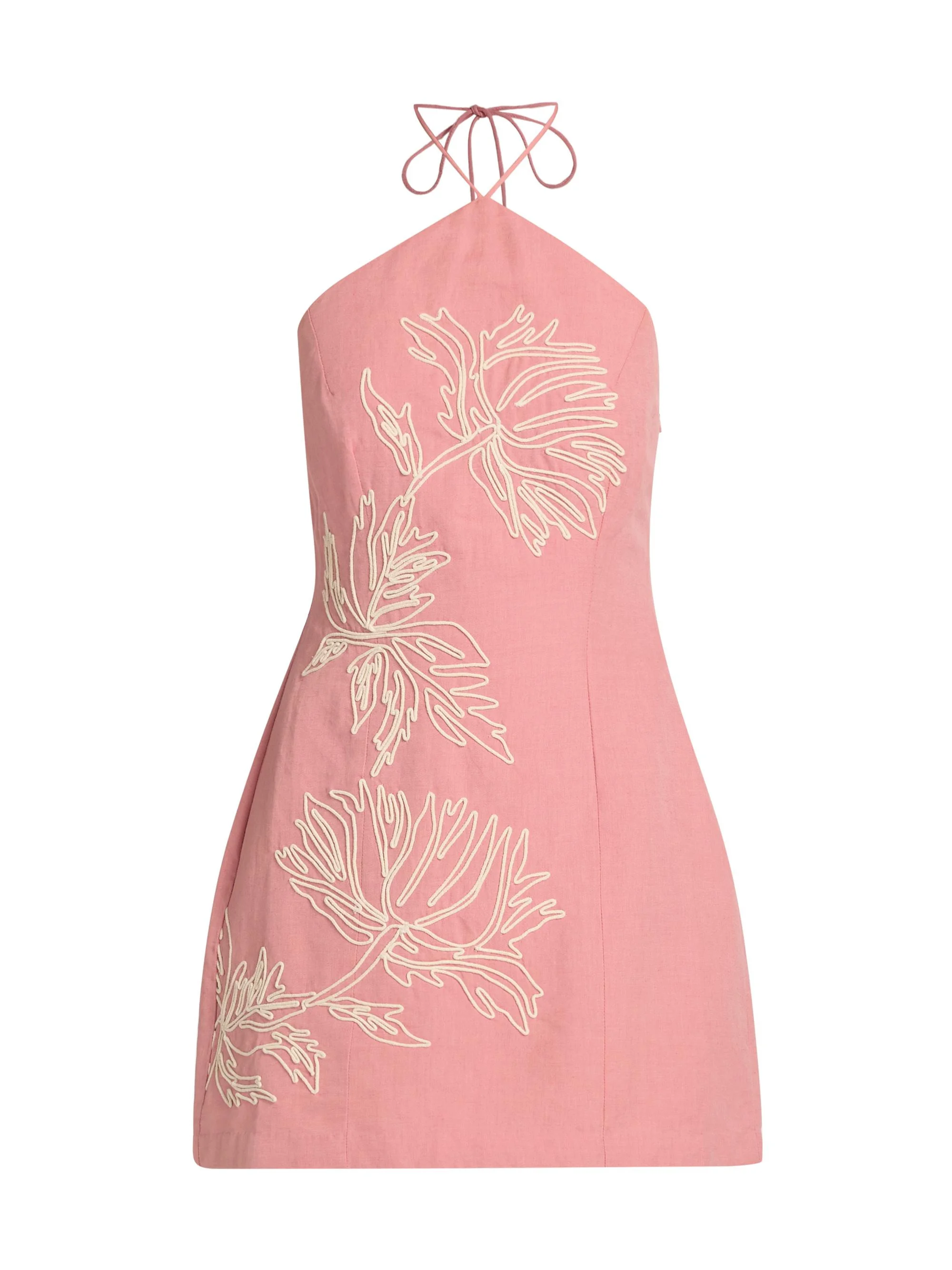 Women's Gul Floral-Embroidered Linen-Cotton A-Line Minidress - Pink - 1