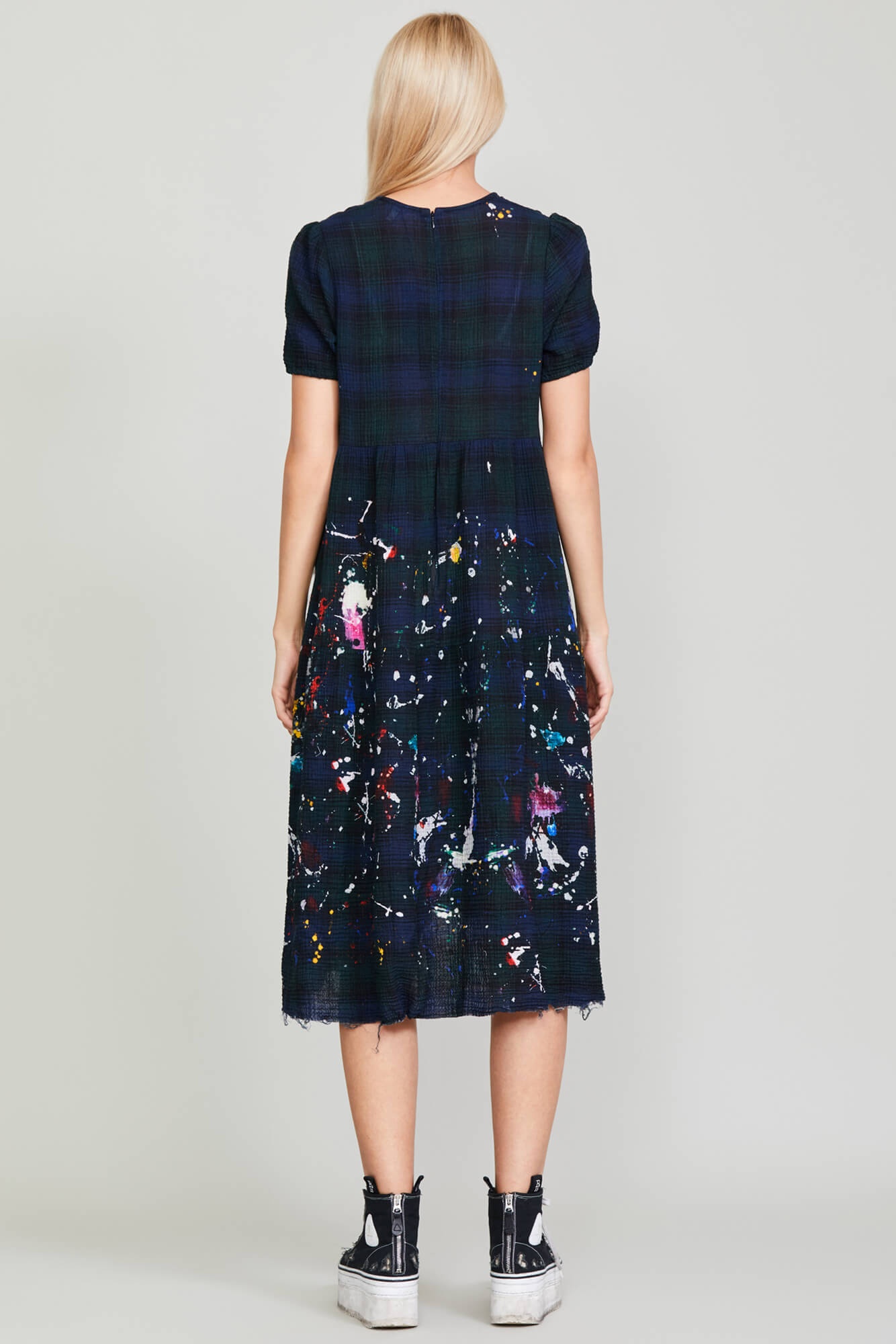 PAINT SPLATTER MIDI - NAVY PLAID - 6