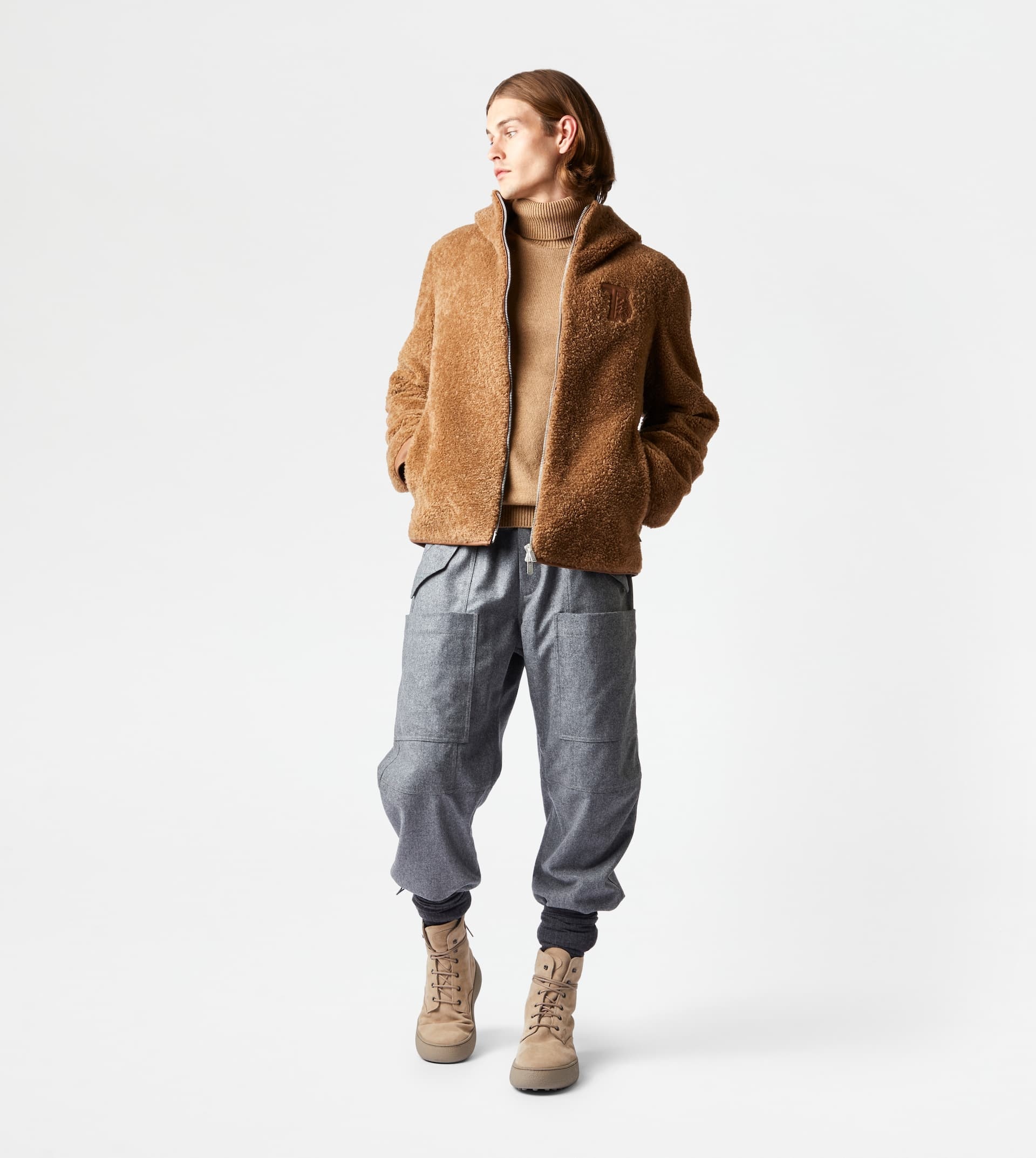 TOD'S JACKET WITH LEATHER INSERTS - BROWN - 2