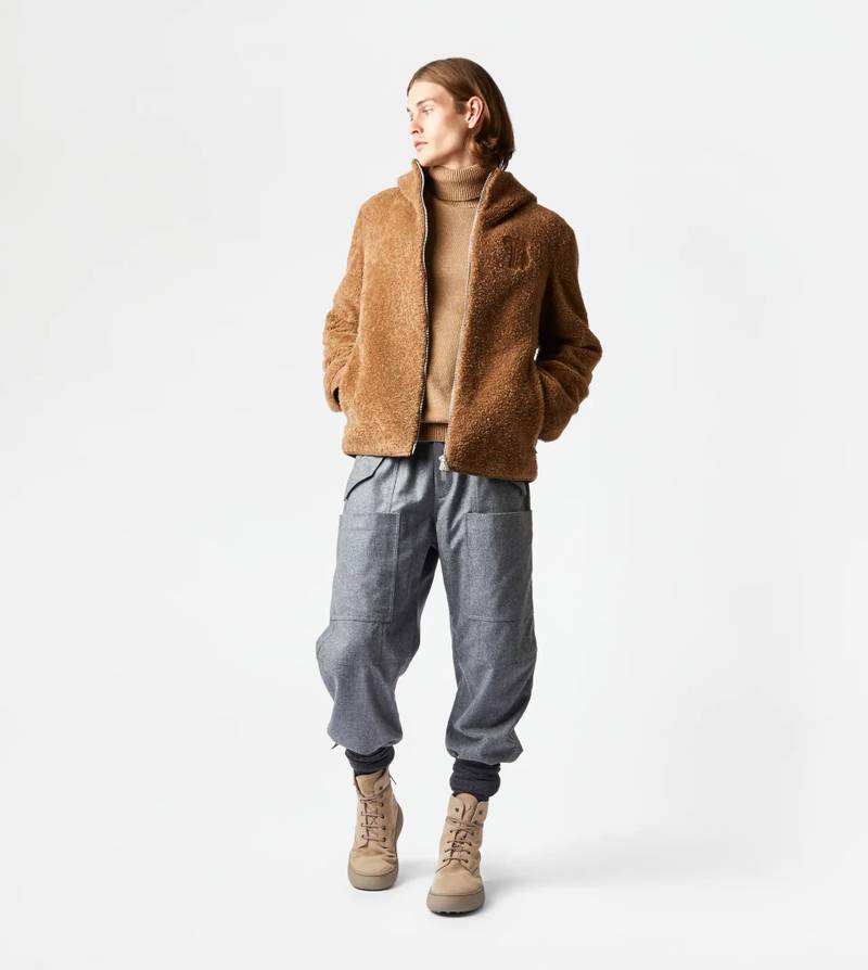 Tod's TOD'S JACKET WITH LEATHER INSERTS - BROWN outlook