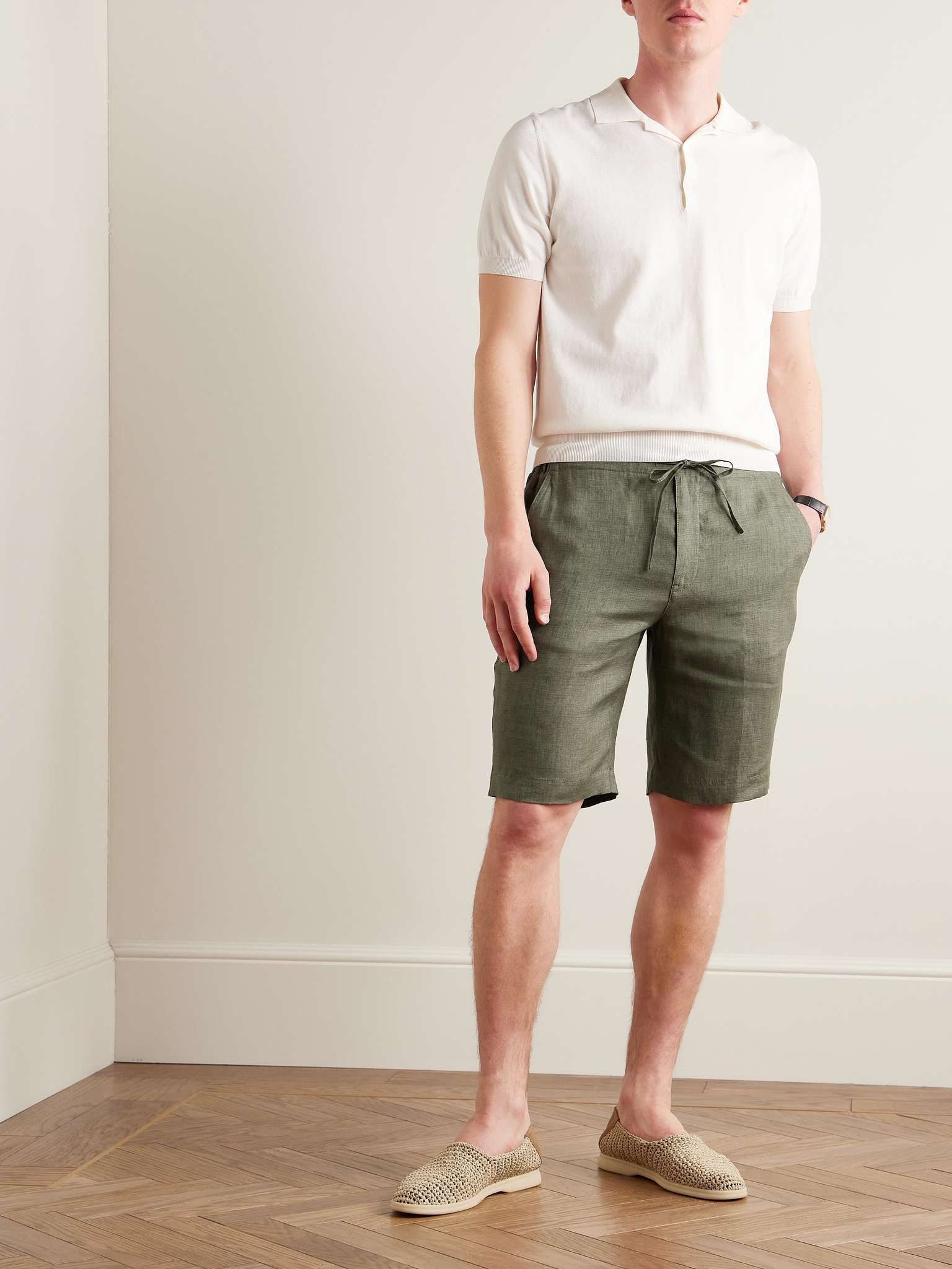 Straight-Leg Linen Drawstring Bermuda Shorts - 2