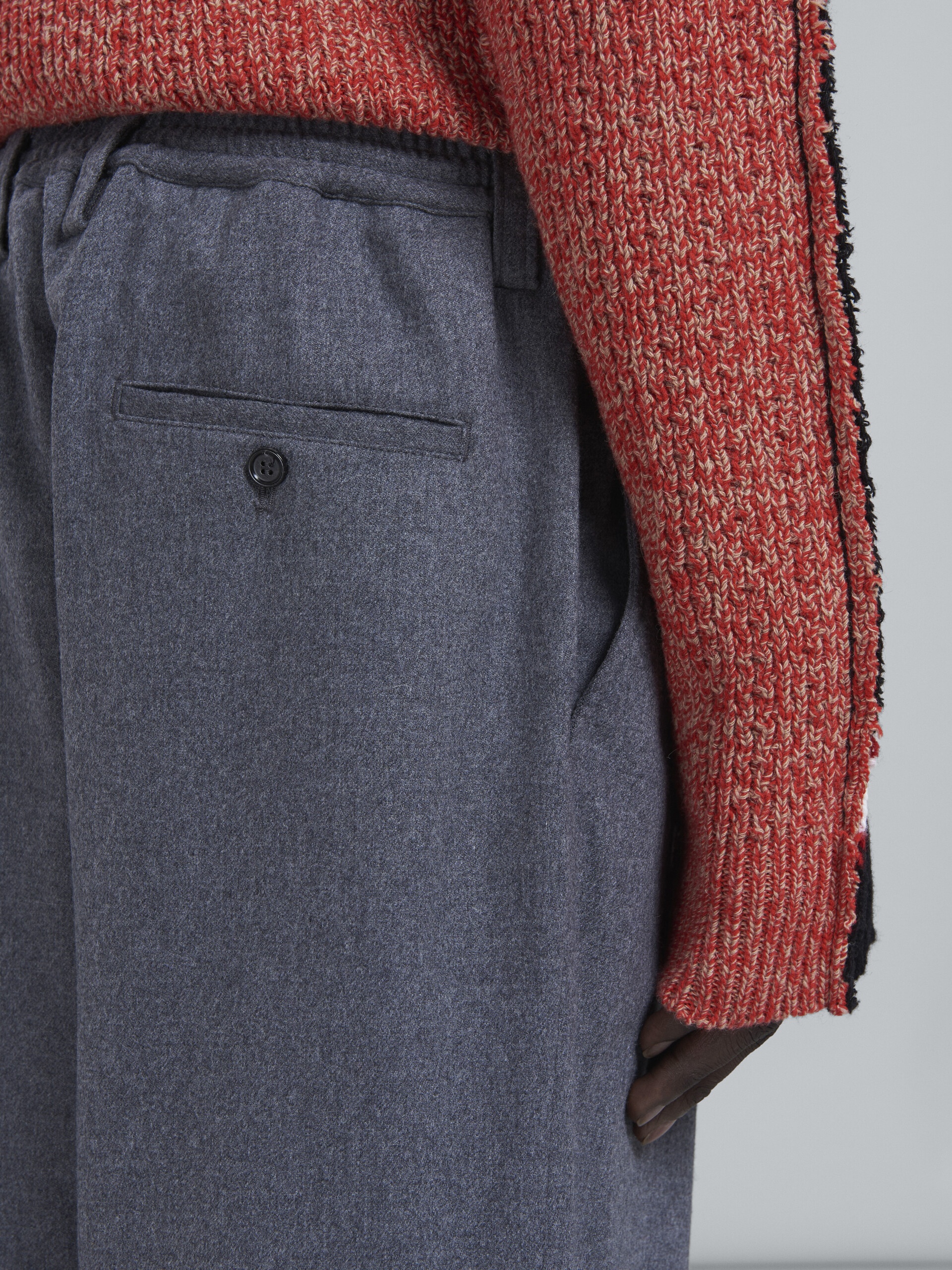 GREY WOOL CROPPED PANTS - 4