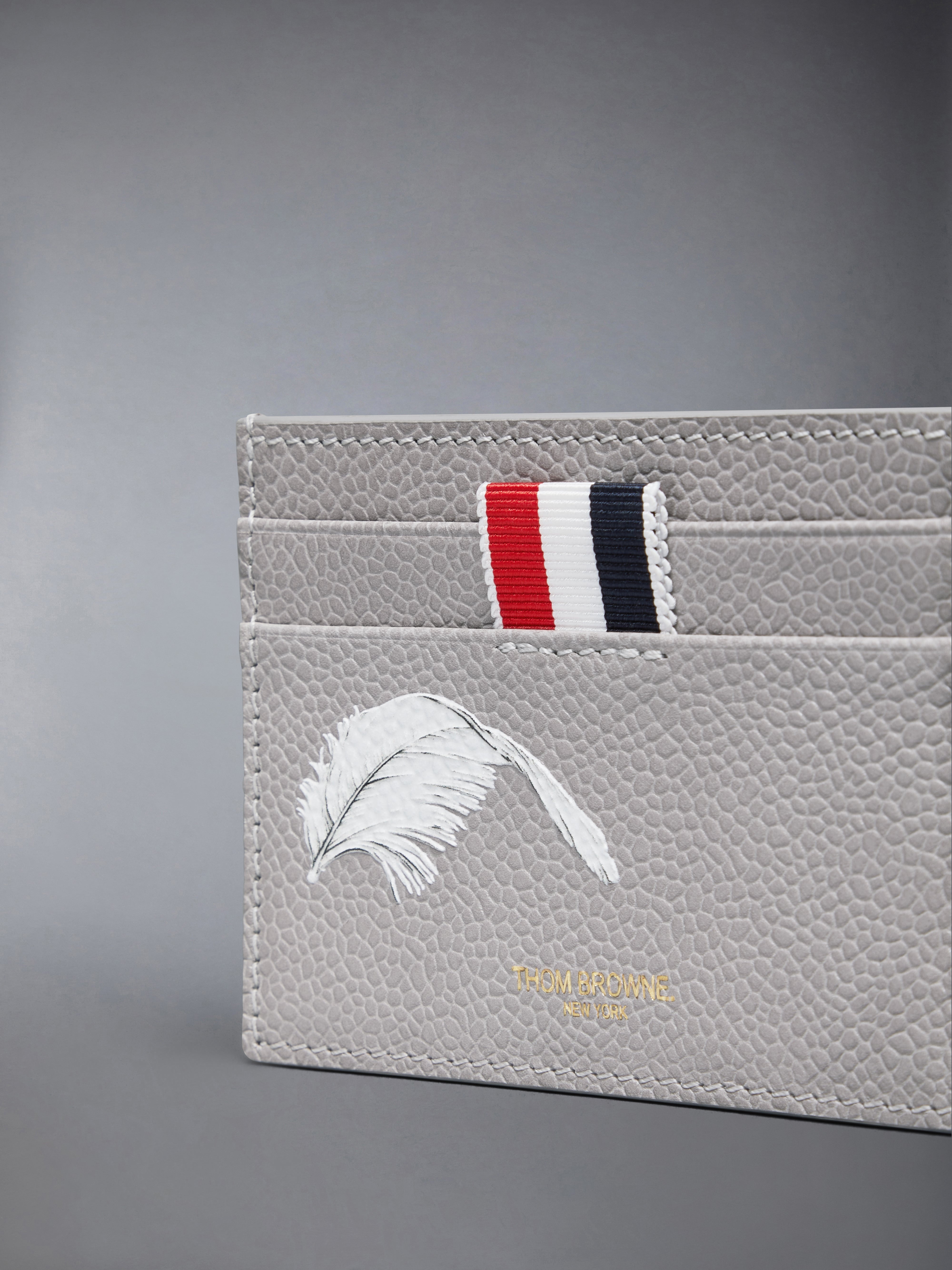 FEATHER PRINT PEBBLE GRAIN SINGLE CARD HOLDER - 4