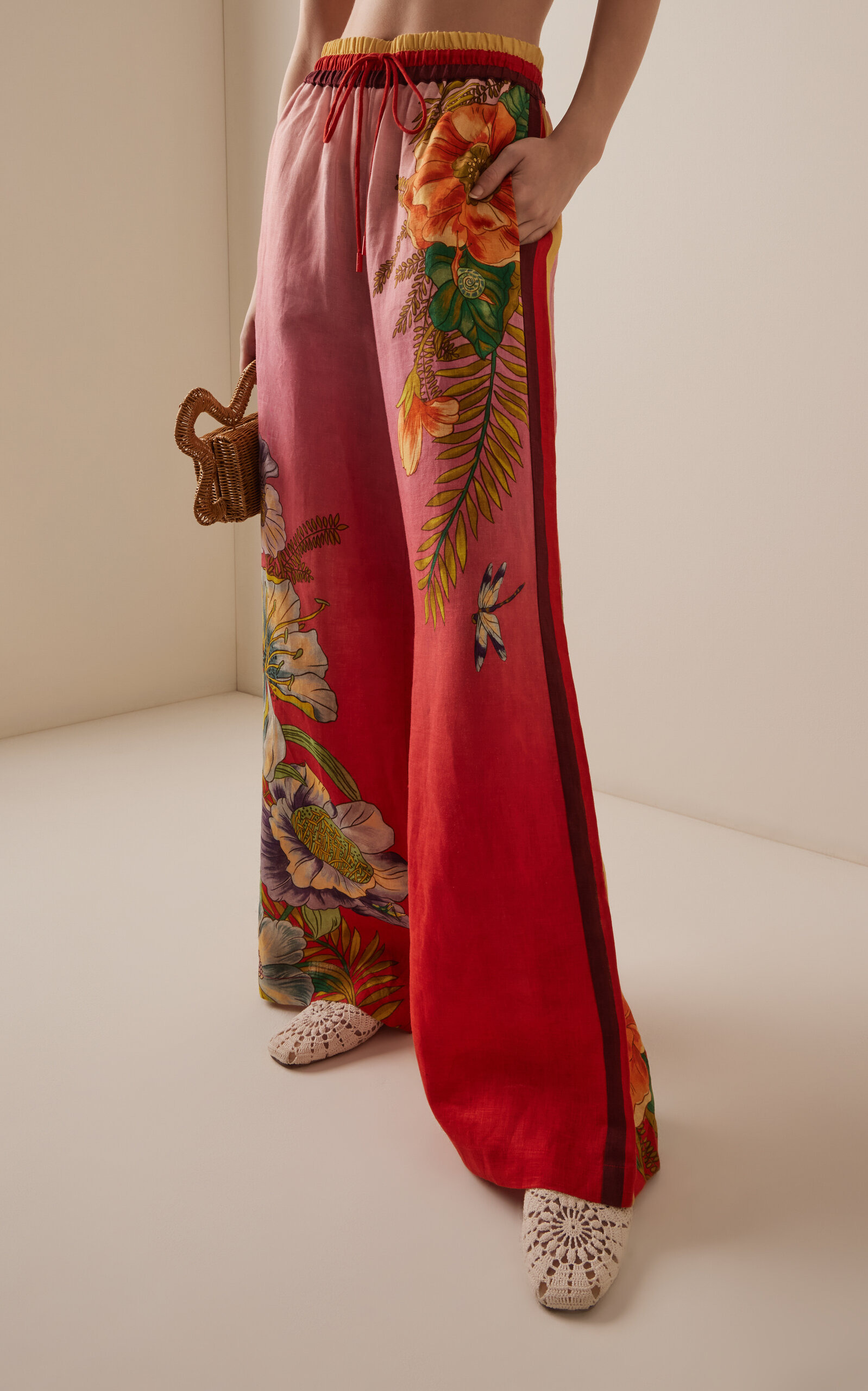 Inez Ombré Linen Wide-Leg Pants pink - 3