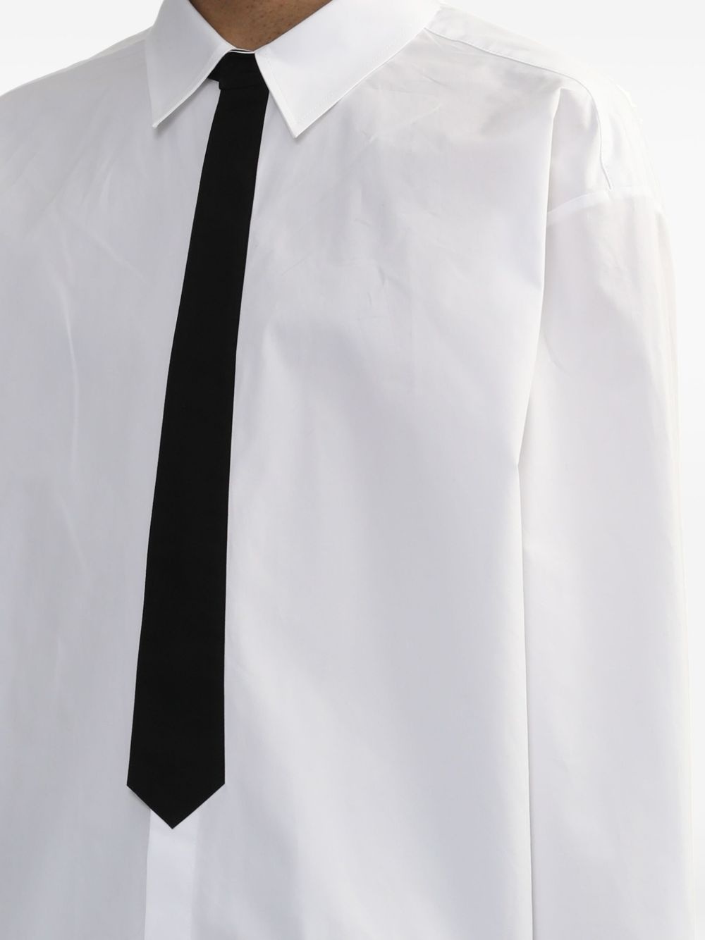 necktie-detail cotton shirt - 5