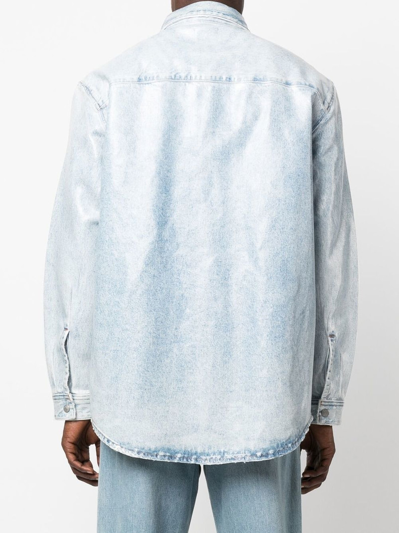 embroidered-logo denim shirt 4