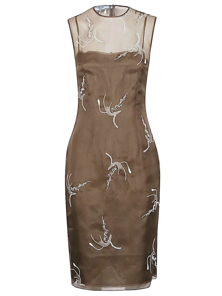 Prada Embroidered Silk Dress - 1