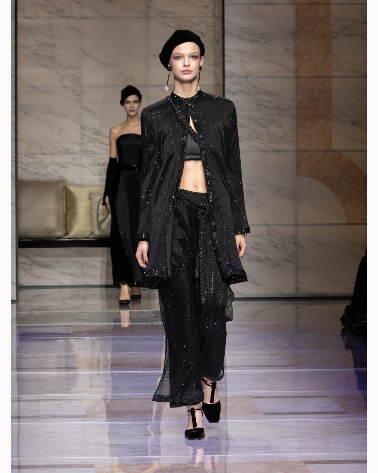 Long jacket in pleated tulle with crystal embroidery - 7