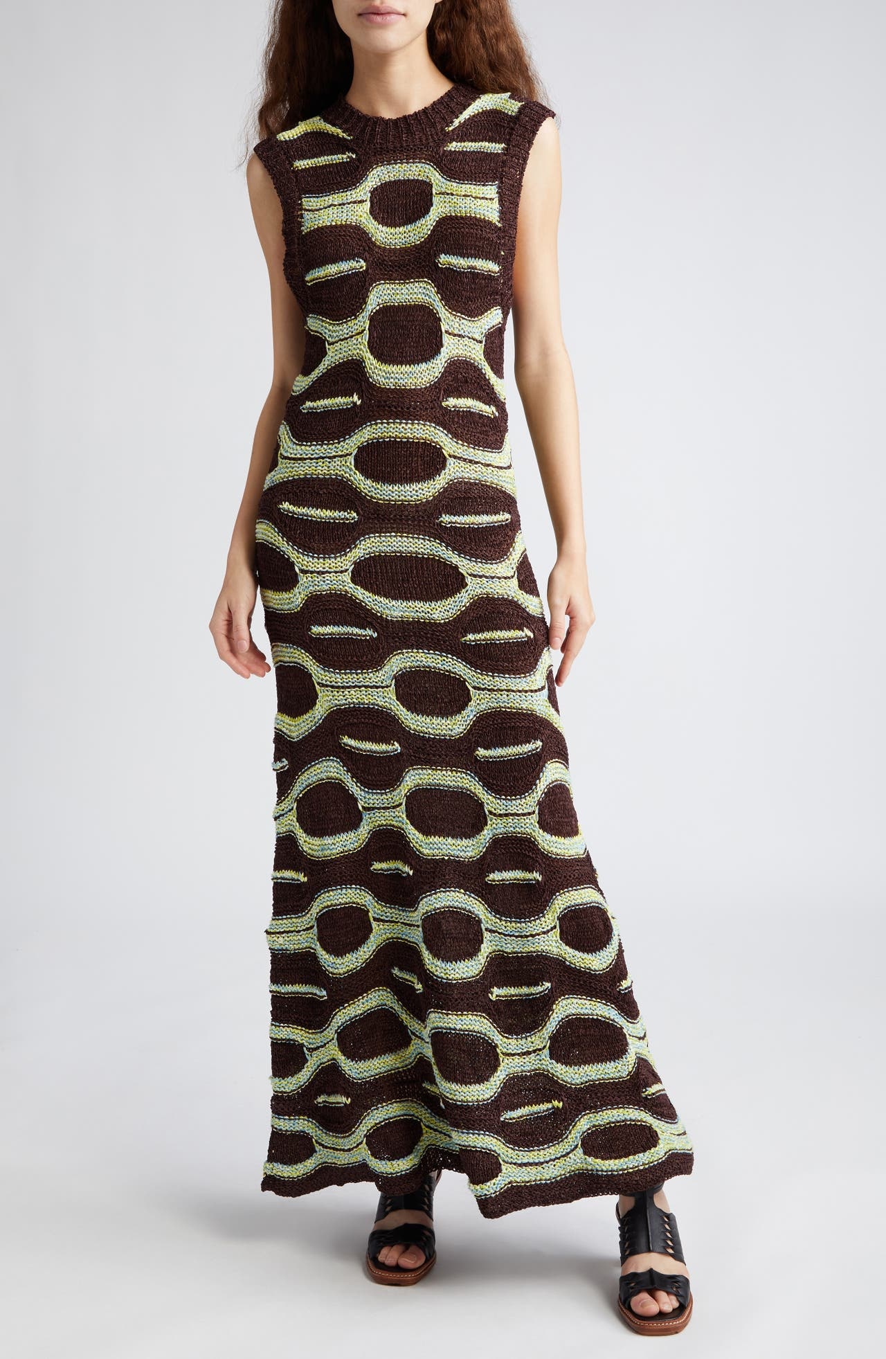 Ulla Johnson Arabella Abstract Print Sleeveless Maxi Sweater Dress in Laguna at Nordstrom - 1