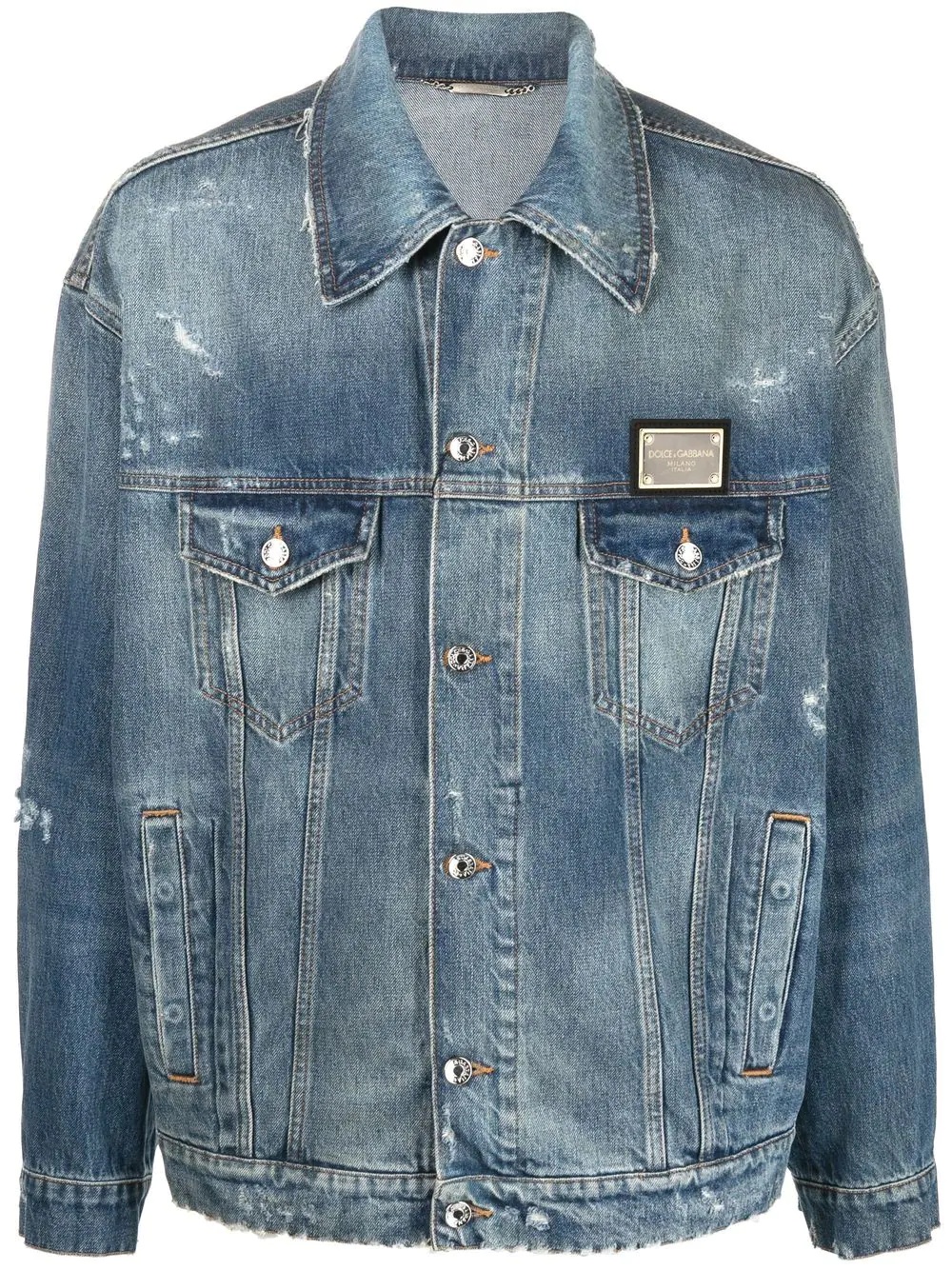 Distressed denim jacket - 1