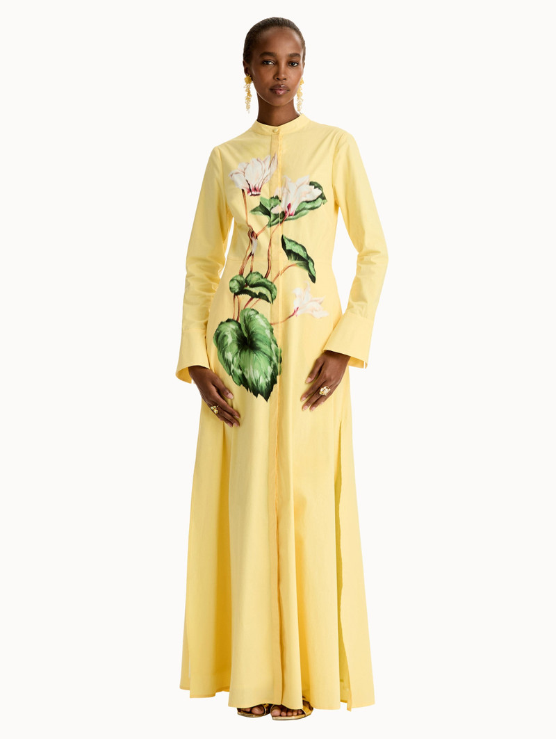 Oscar de la Renta CHINÉ CYCLAMEN COTTON POPLIN CAFTAN outlook