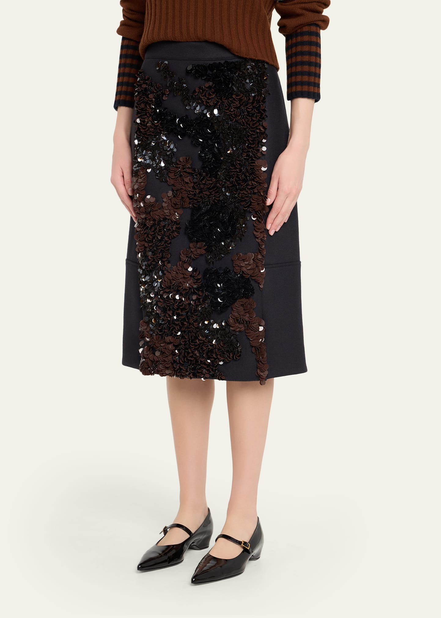 Sequined Wool Midi Skirt - 4