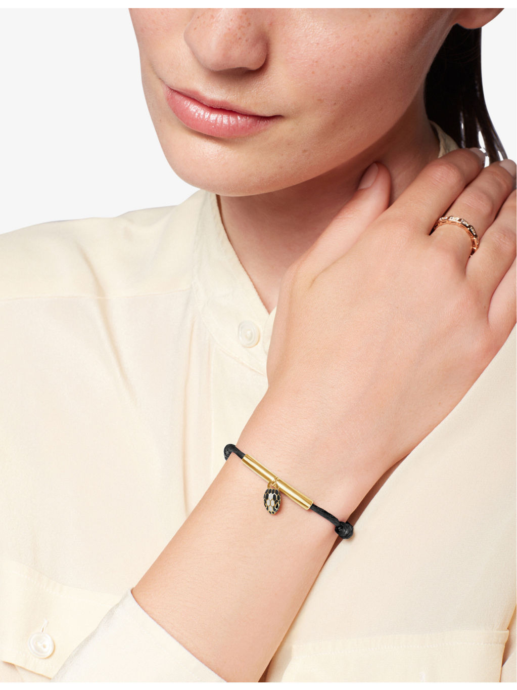 Serpenti Forever gold-plated brass, agate, enamel and cord bracelet - 2