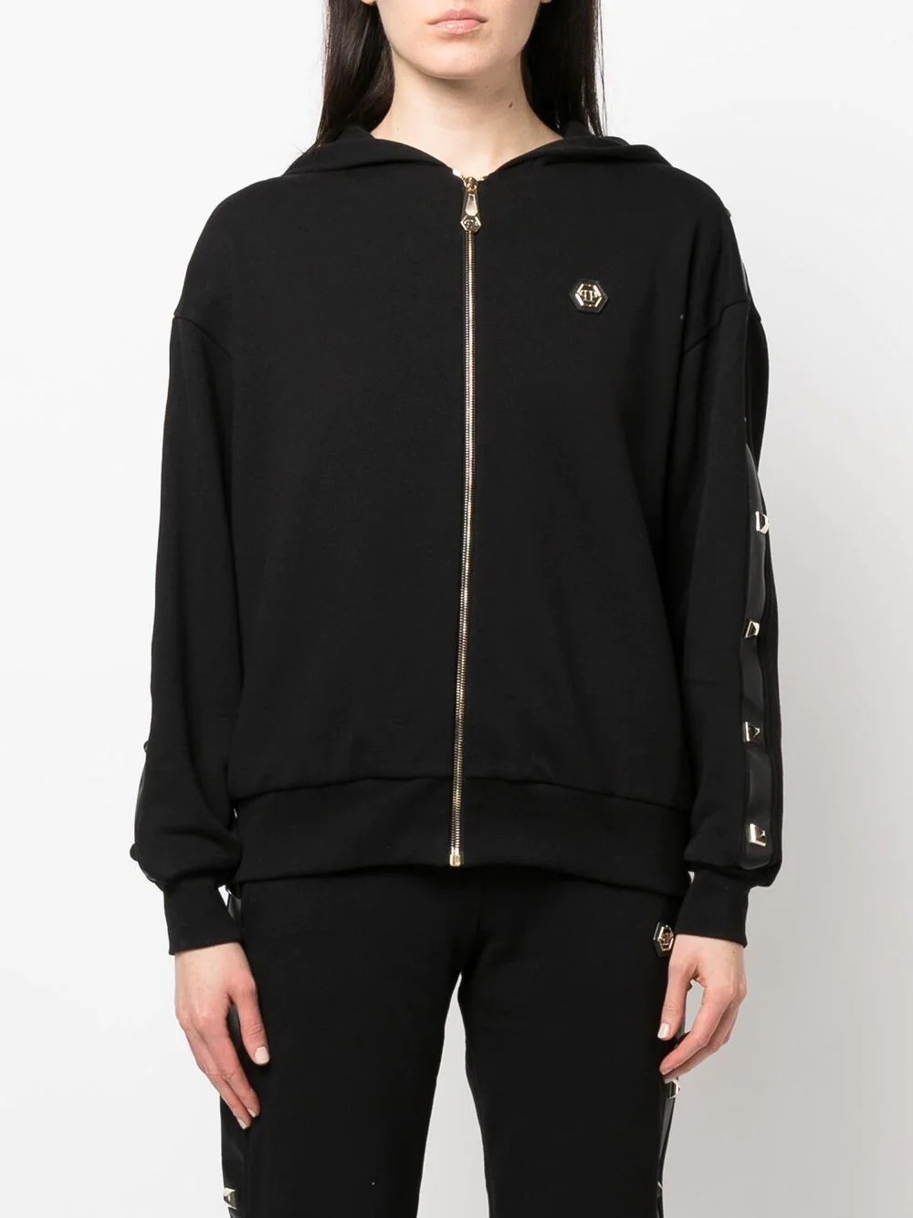 studded zip-front hoodie - 3