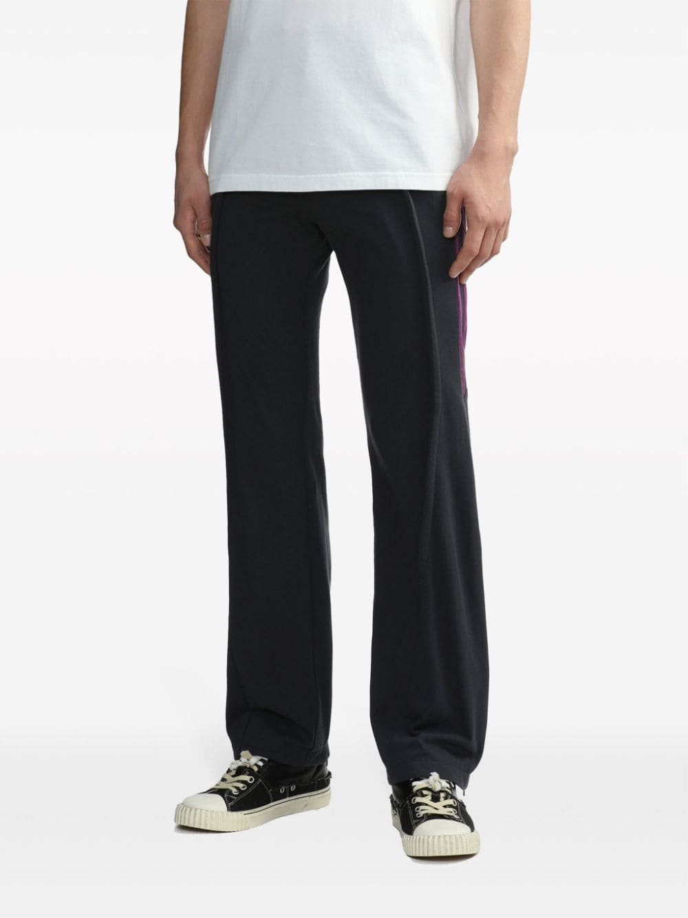 two-tone cotton straight-leg trousers - 3