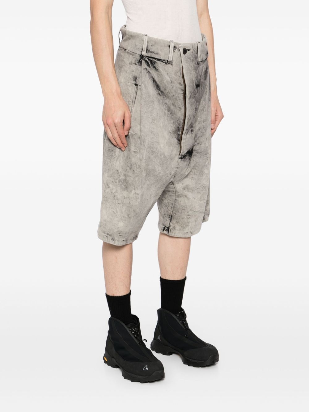 acid-washed denim shorts - 3