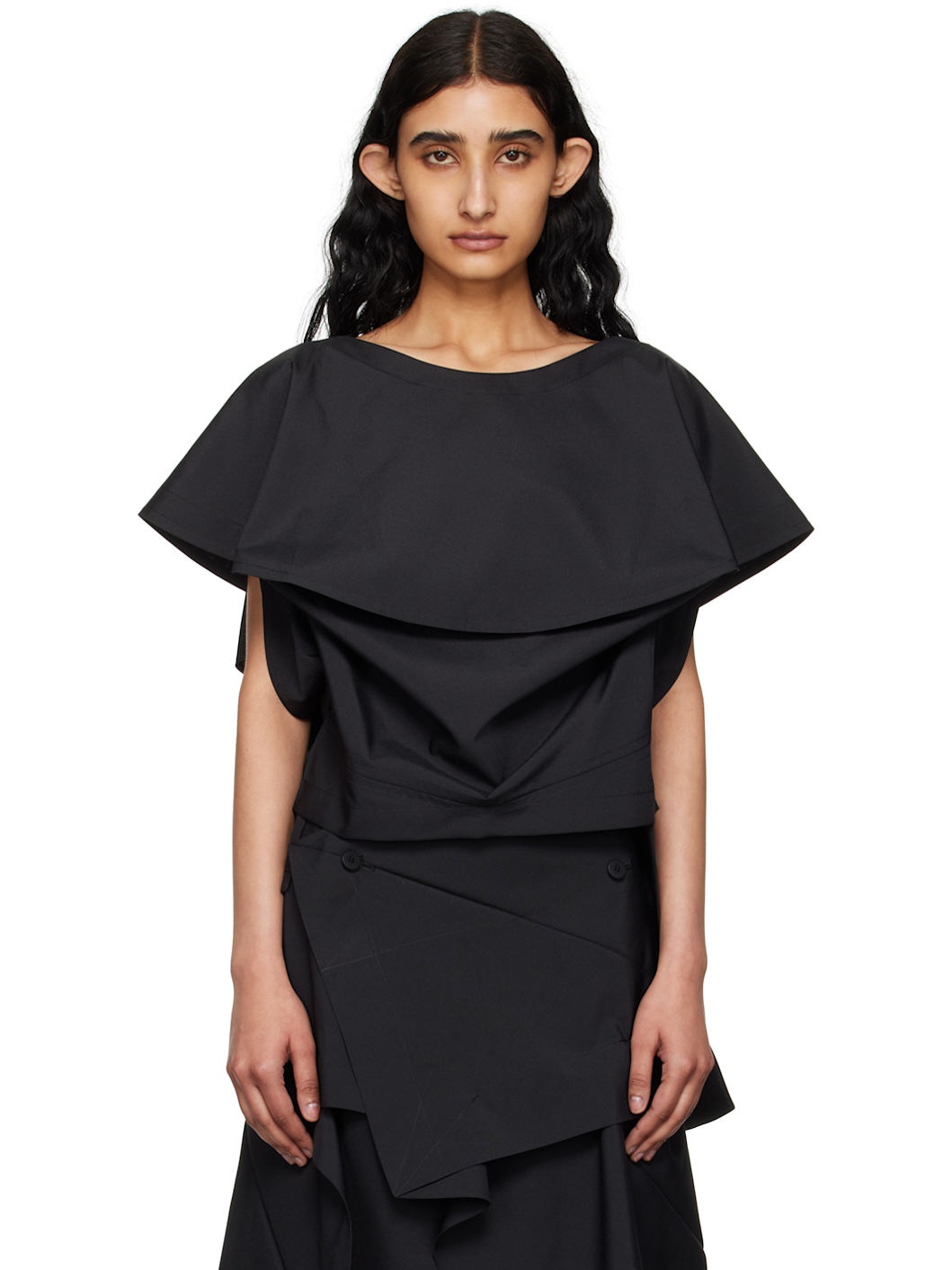 Black Bubble Solid Blouse - 1