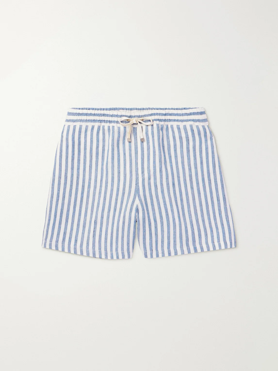 Bermuda Bay Straight-Leg Striped Linen Drawstring Shorts - 1