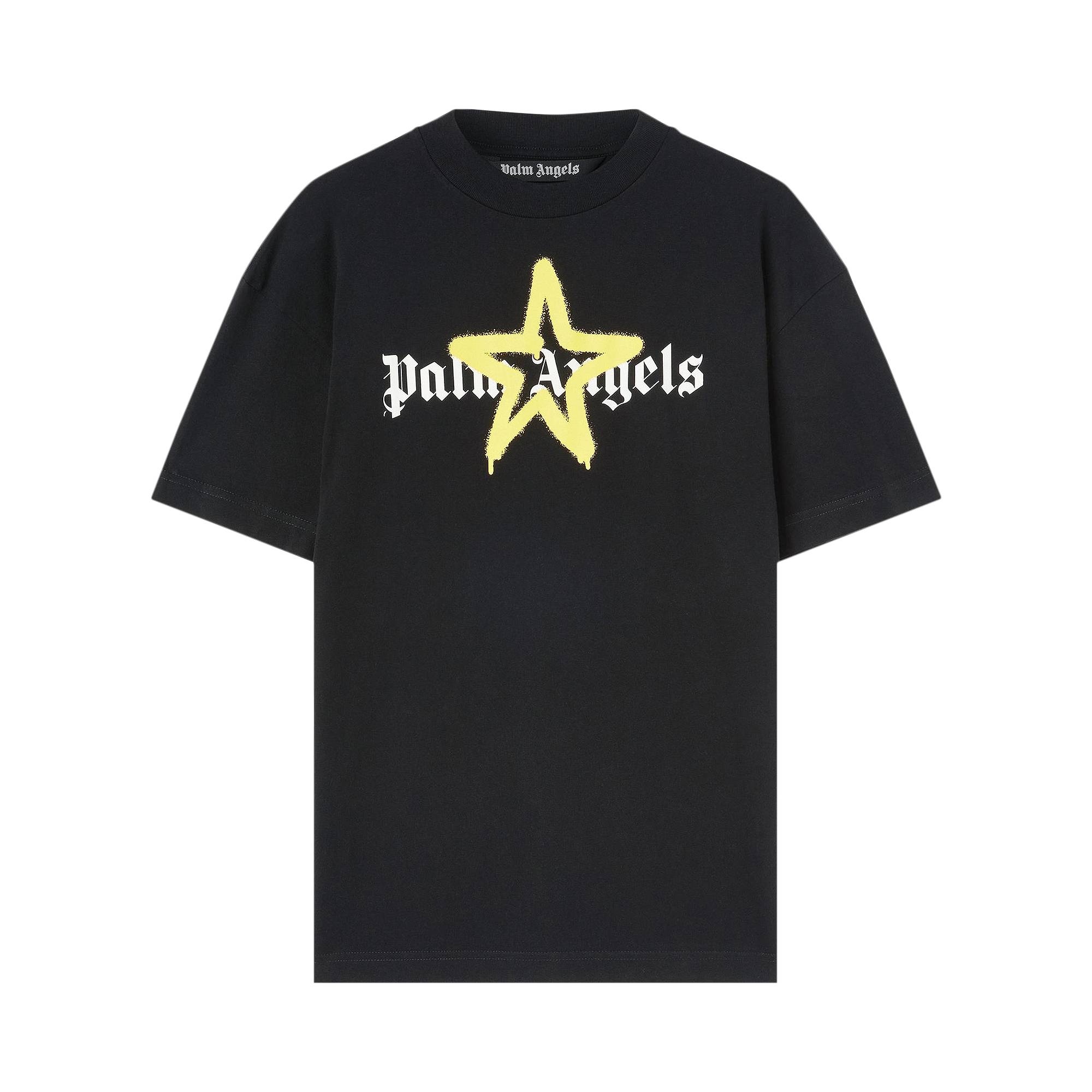 Palm Angels Star Sprayed Tee 'Black/Yellow' - 1