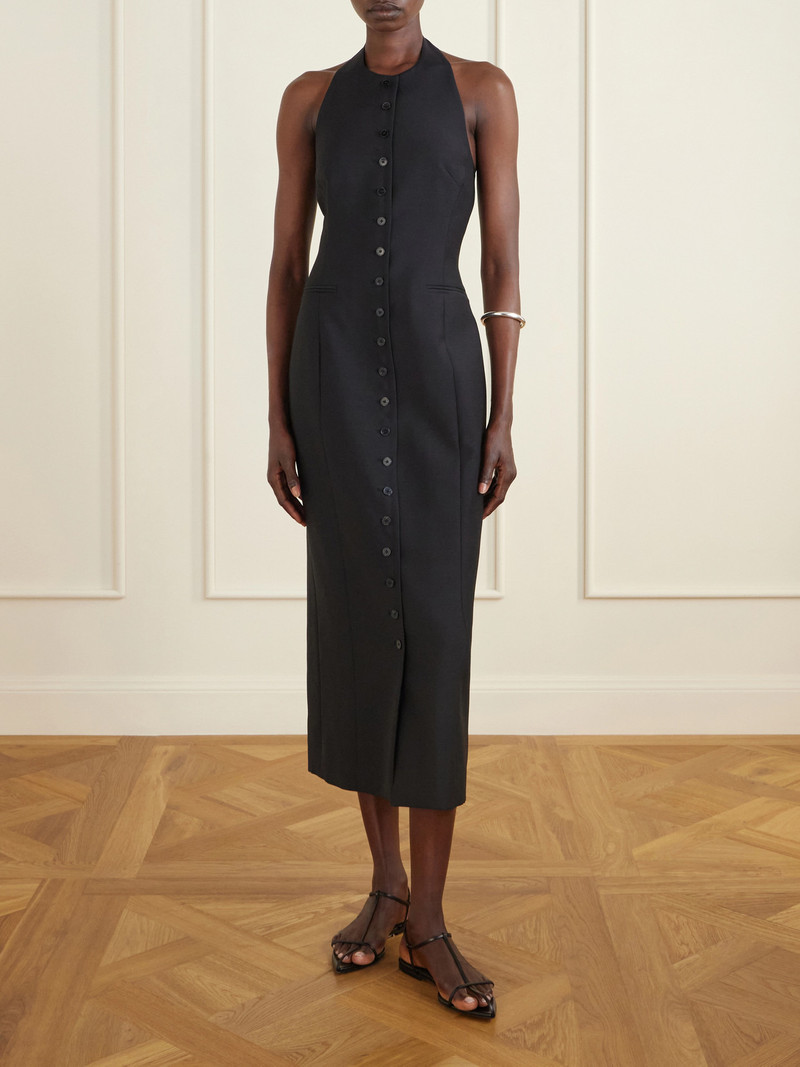 HEIRLOME Sarah Halter-neck Wool And Silk-blend Midi Dress outlook