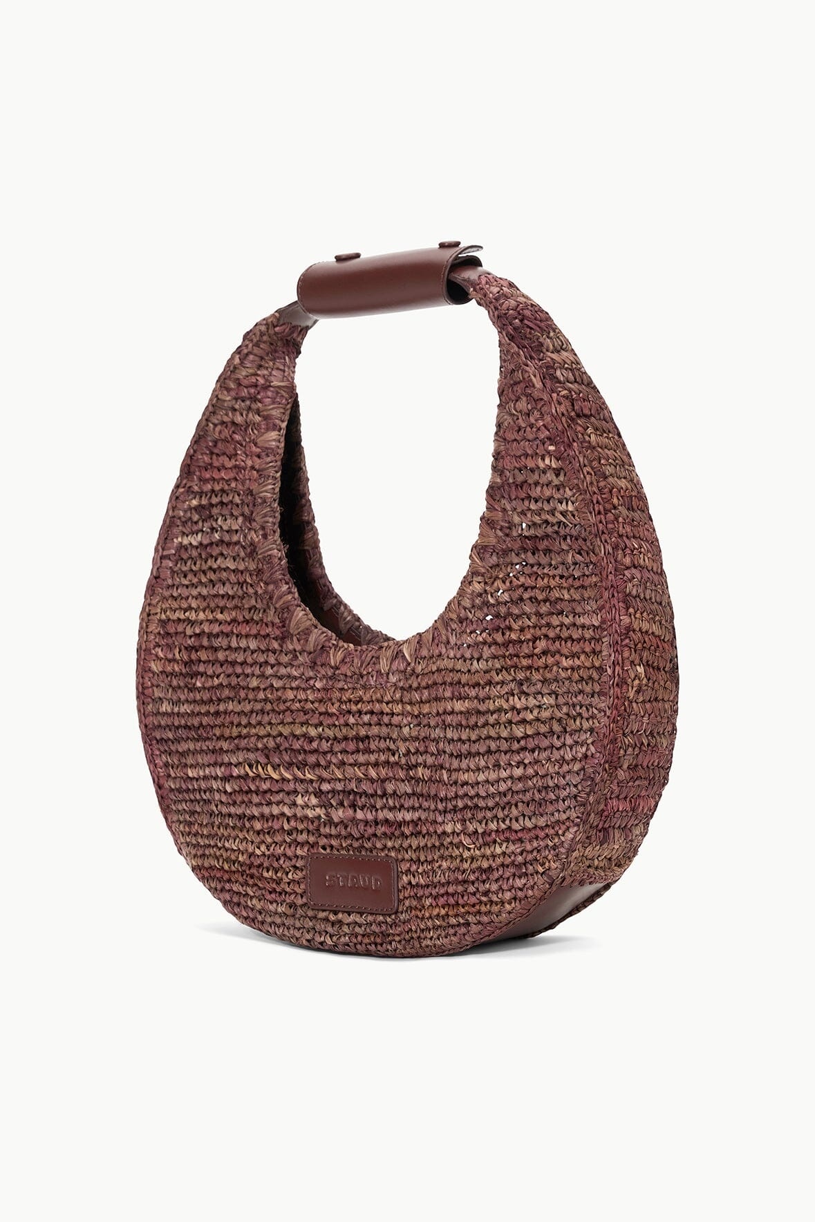 STAUD MOON RAFFIA TOTE BAG MAHOGANY - 3