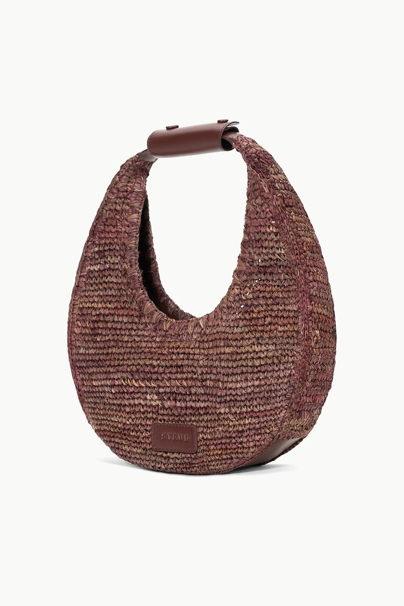 STAUD MOON RAFFIA TOTE BAG MAHOGANY 3