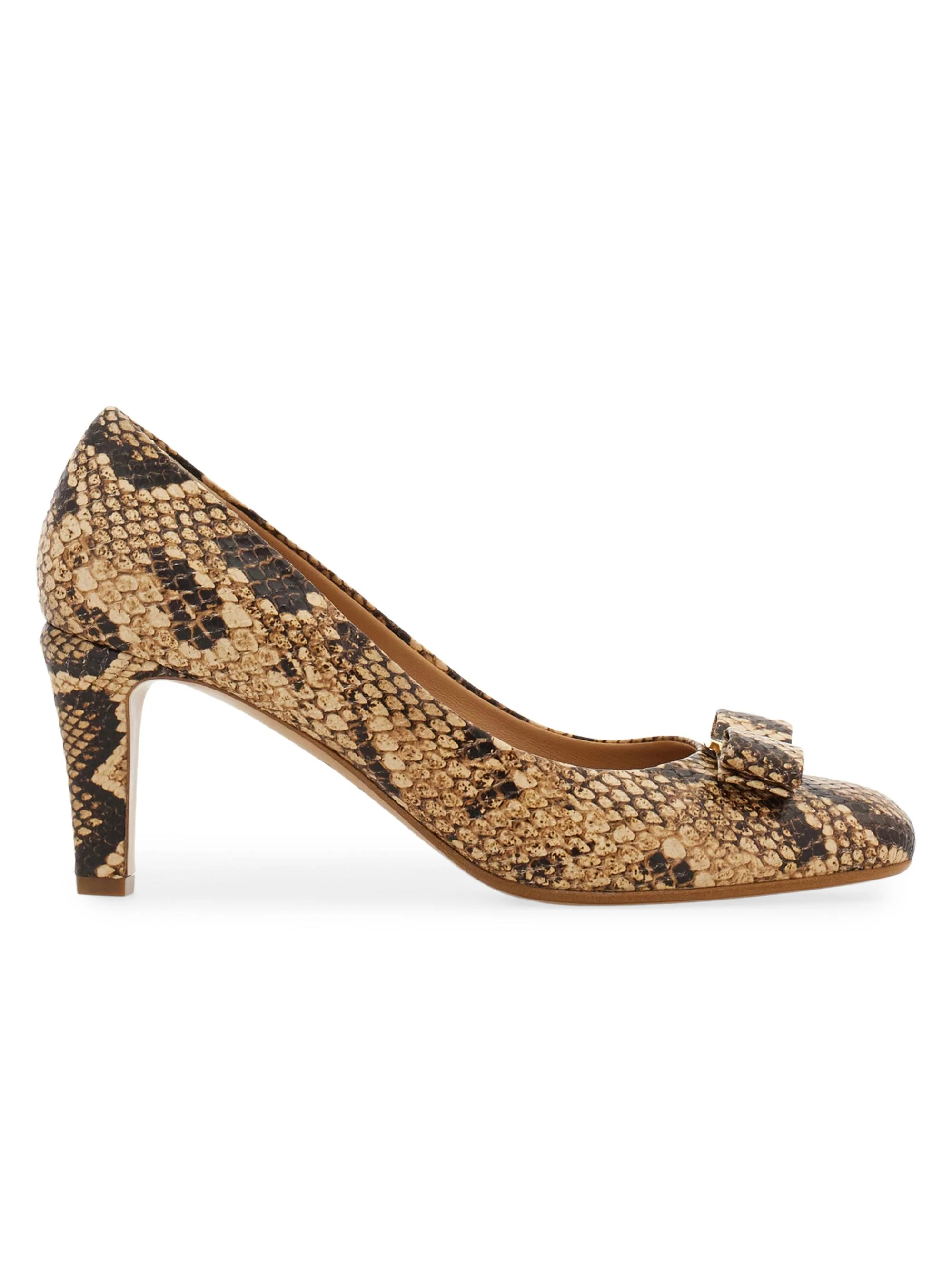 Women's Carla 70MM Snake-Embossed Leather Pumps - Natural Biscotto - 1
