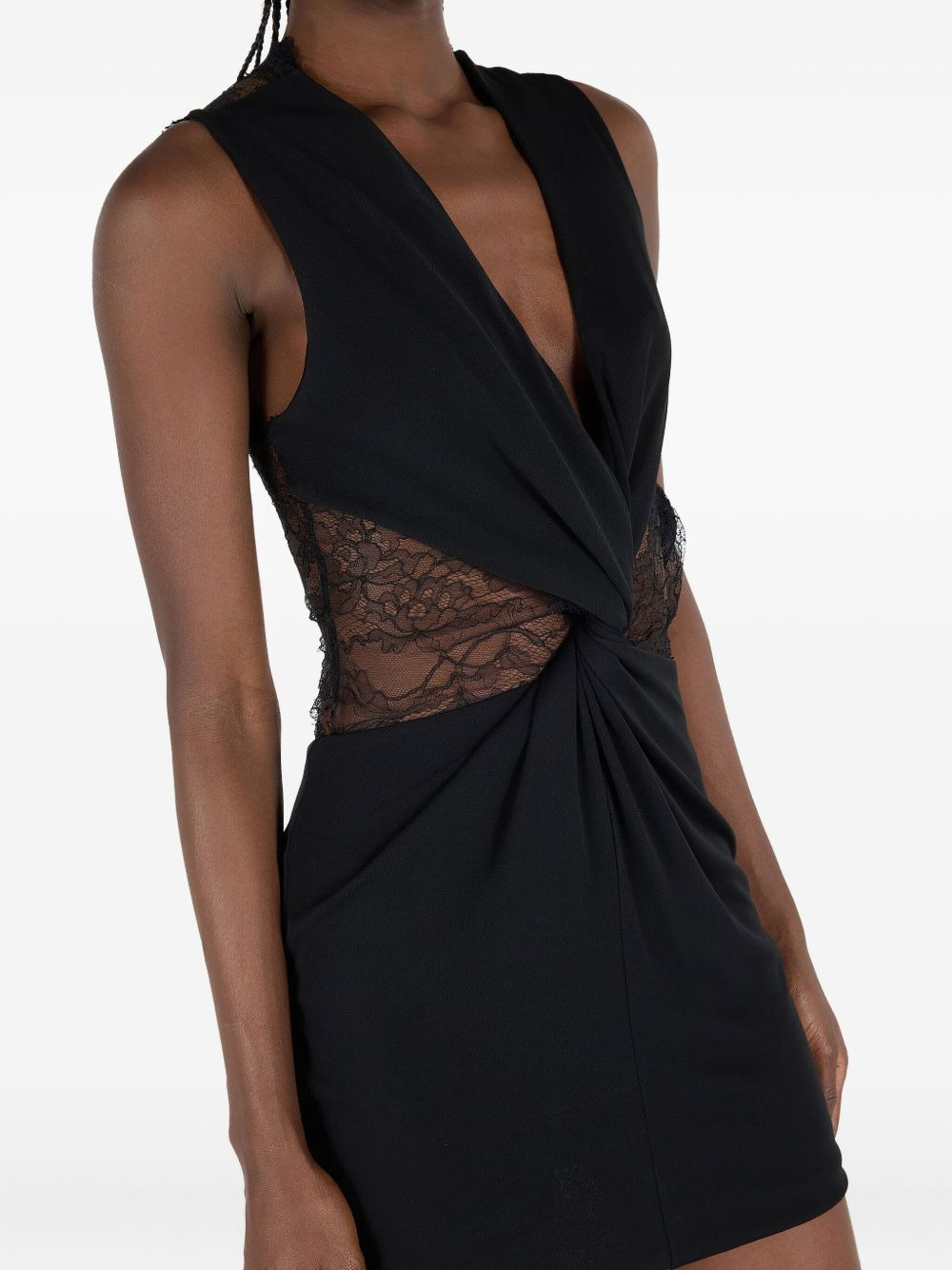 lace-insert mini dress - 4