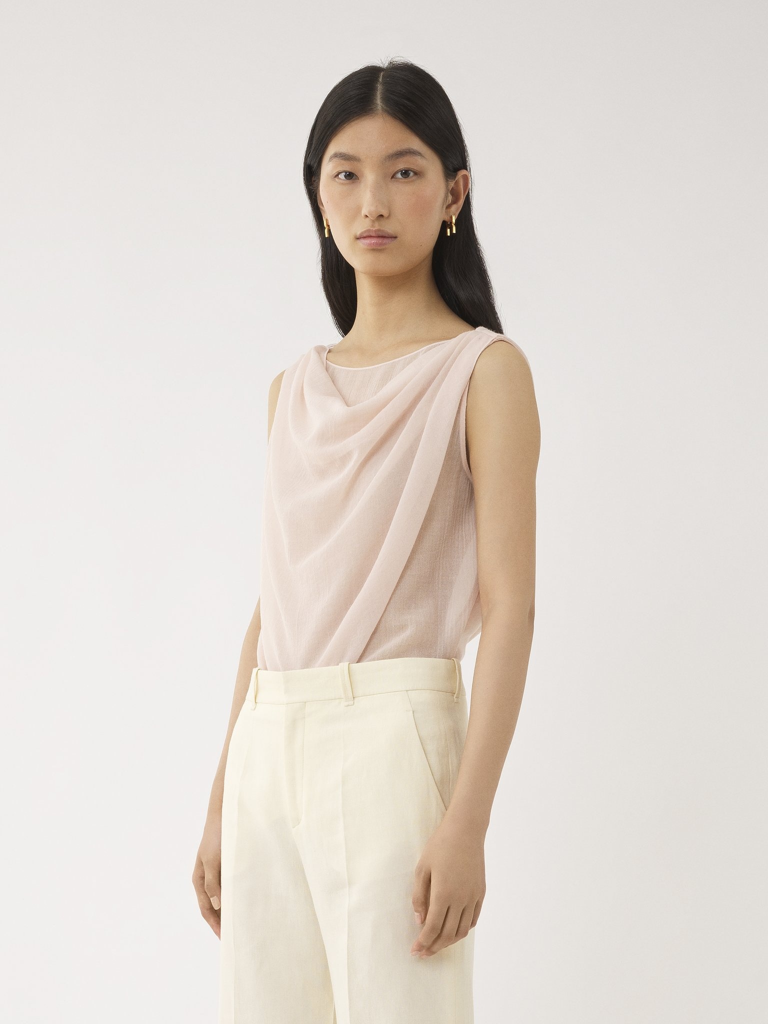 DRAPED SLEEVELESS TOP - 4