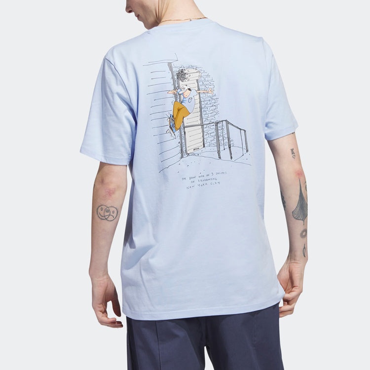 adidas originals Henry Jones New York City T-shirt 'Blue Dawn' HS3014 - 3