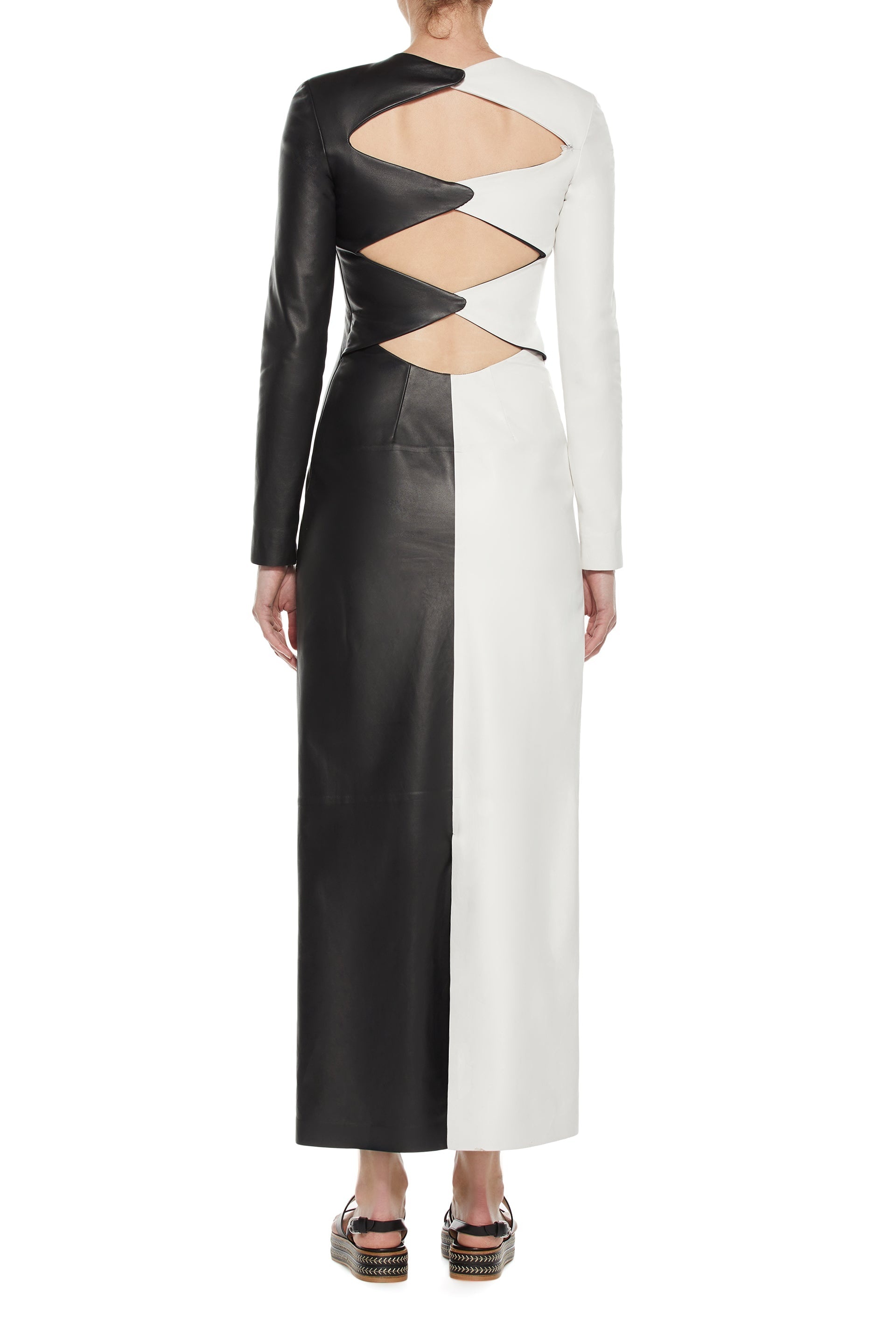 Currie Dress in Black & White Leather - 5