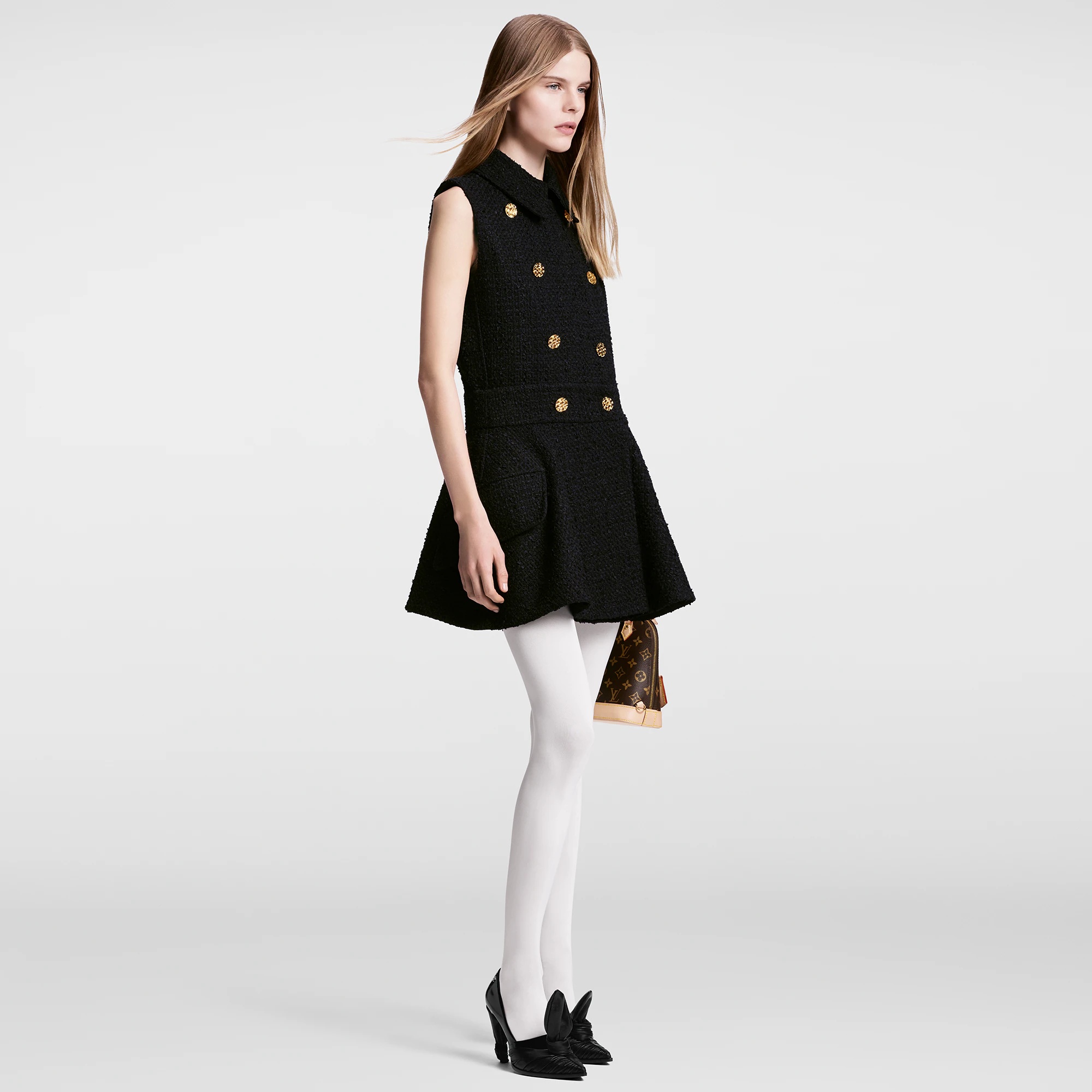 Double-Breasted Tweed Mini Dress - 4