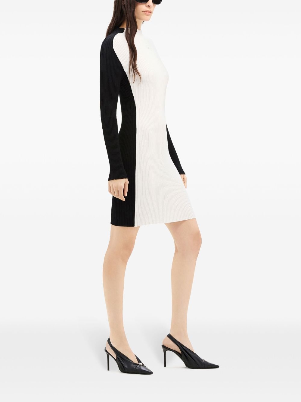 contrast-frame ribbed-knit mini dress - 3
