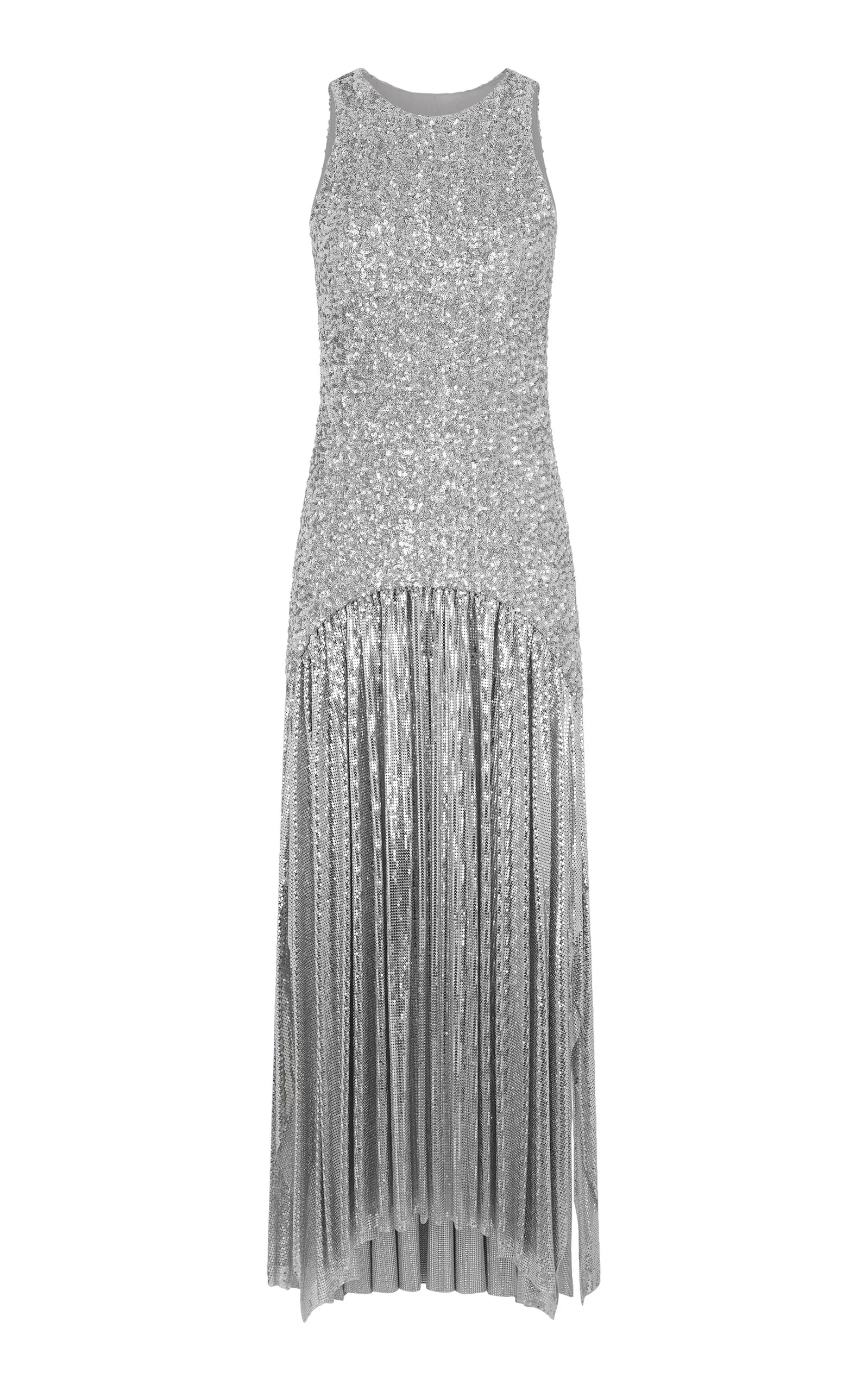 Sequined Mesh Maxi Dress silver - 1