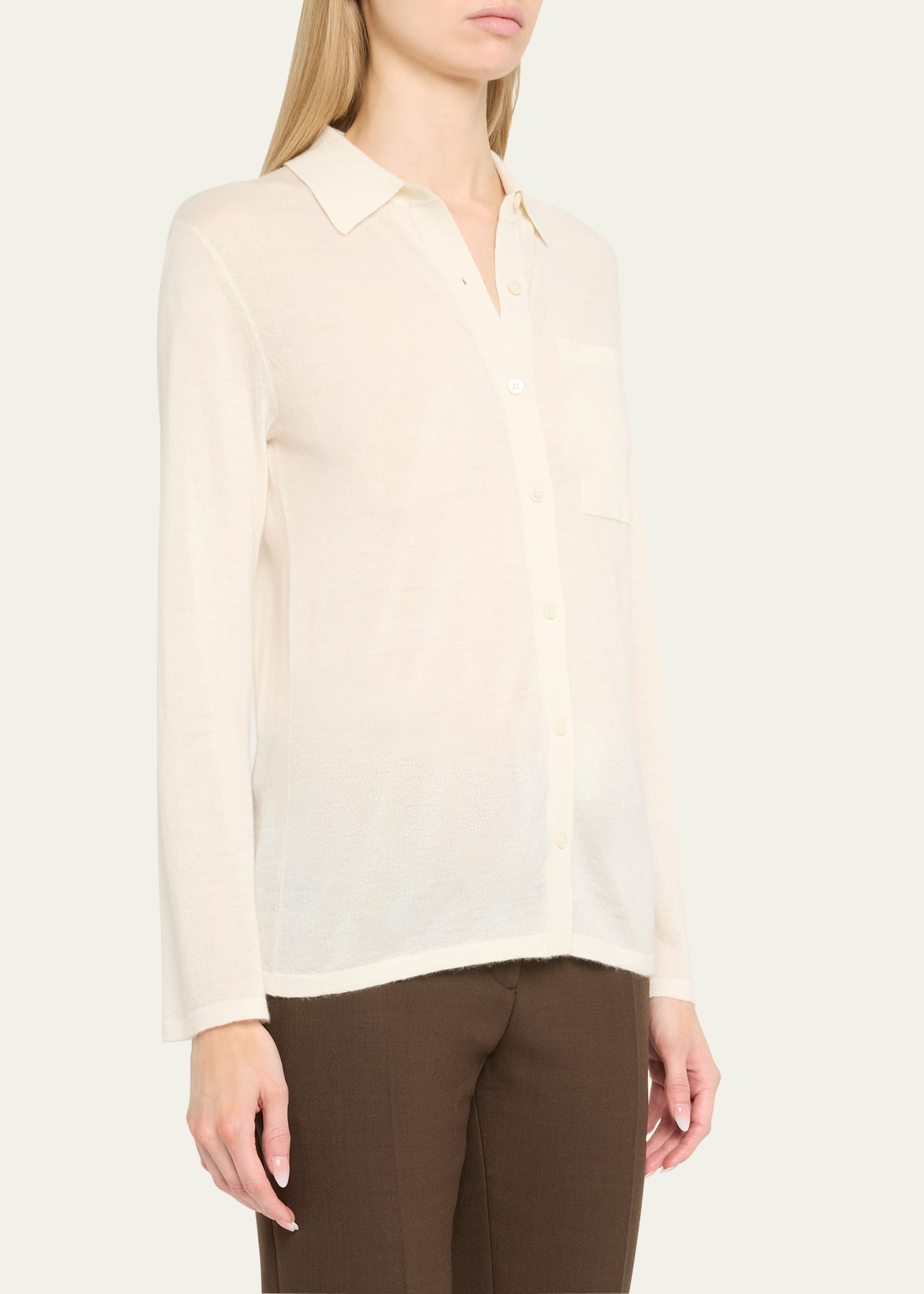 Showtime Cashmere Collared Button-Front Shirt - 4
