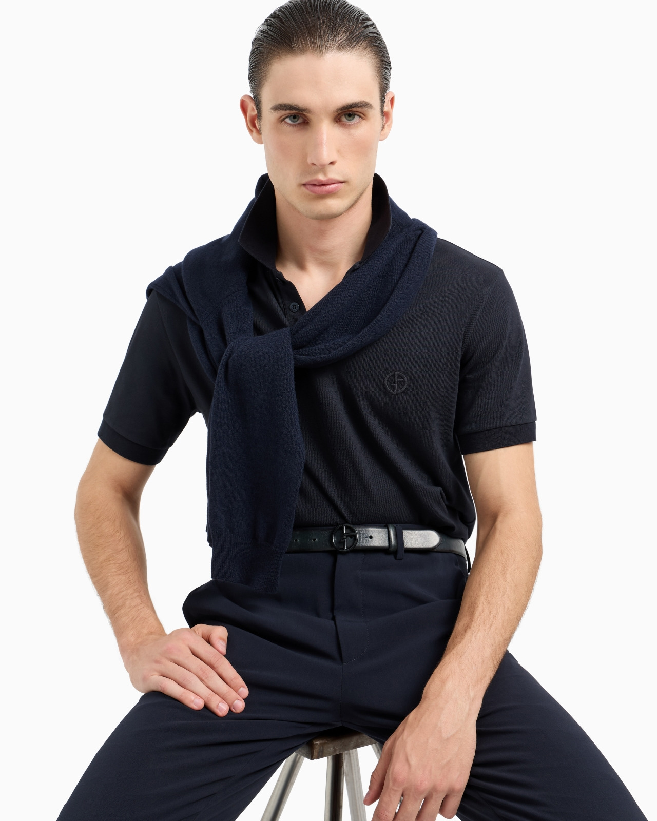 Stretch cotton piqué polo shirt - 6