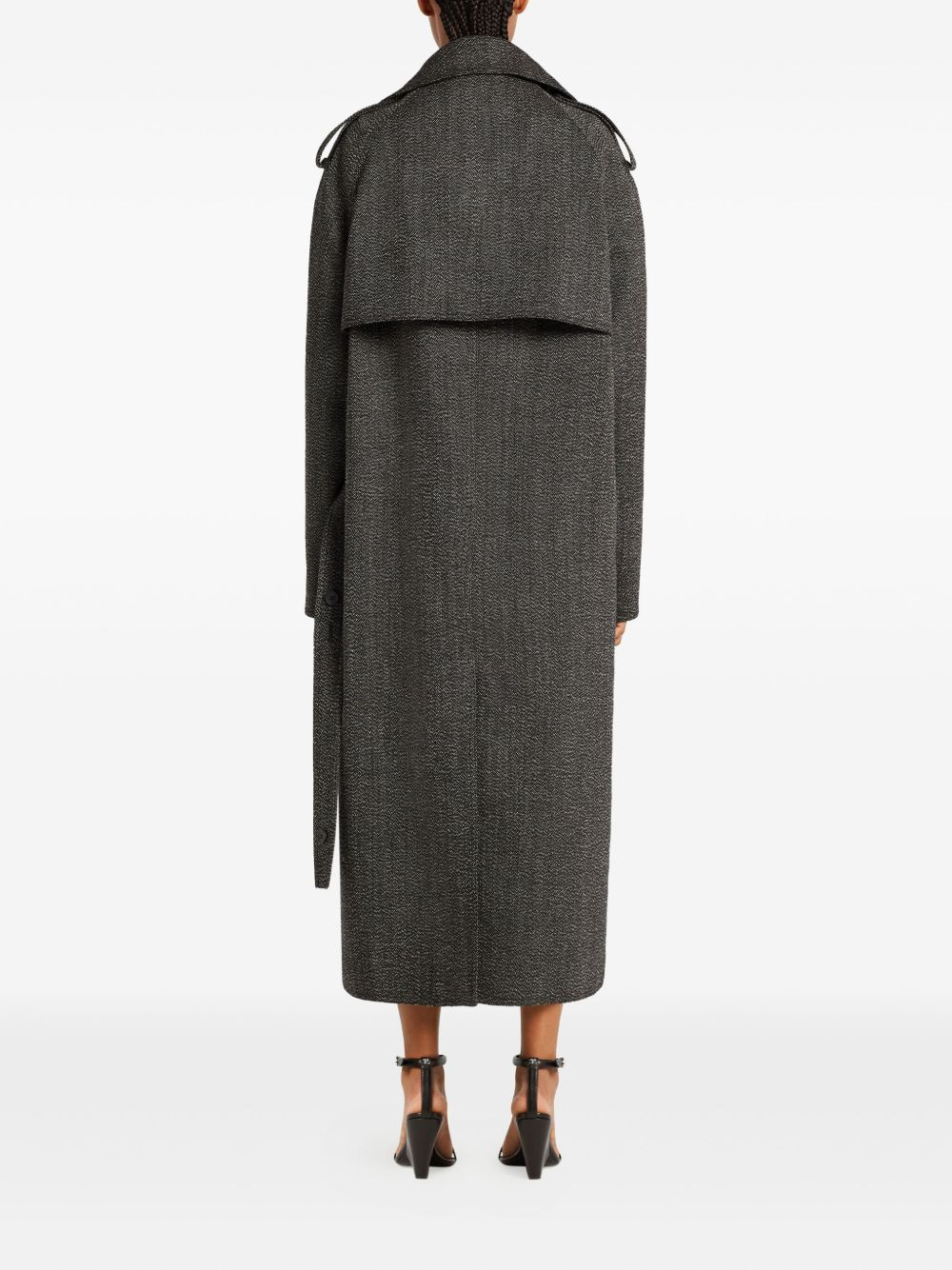 asymmetric-collar long coat - 4