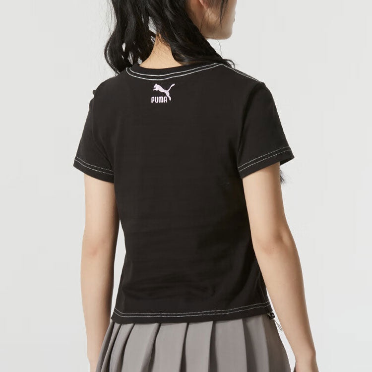 (WMNS) PUMA Graphic Short Top 'Black' 626865-01 - 4