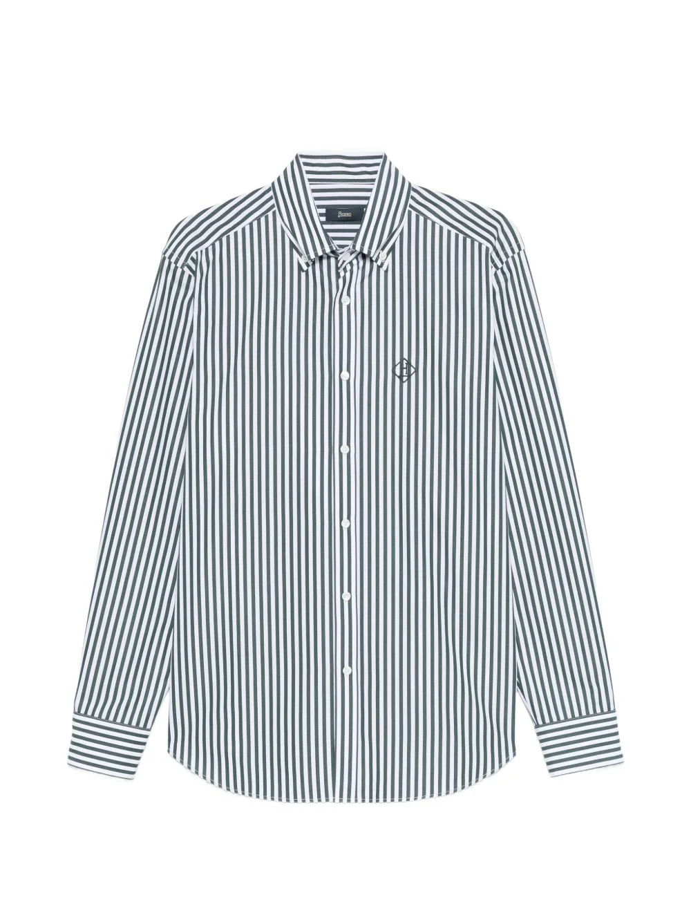striped-pattern logo-embroidery shirt - 1