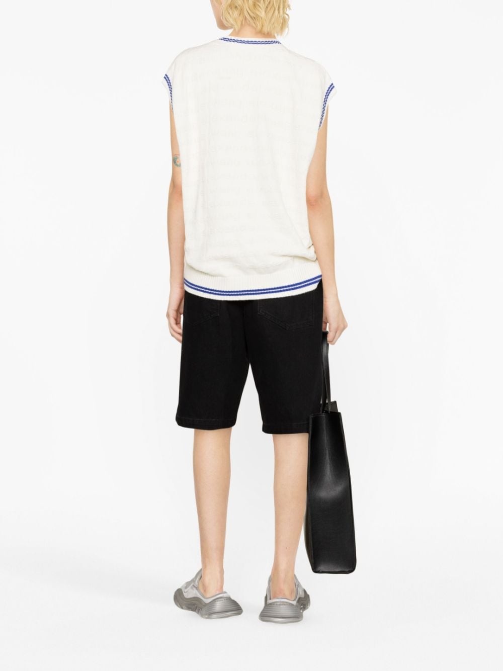 stripe-detail knitted sleeveless top - 3