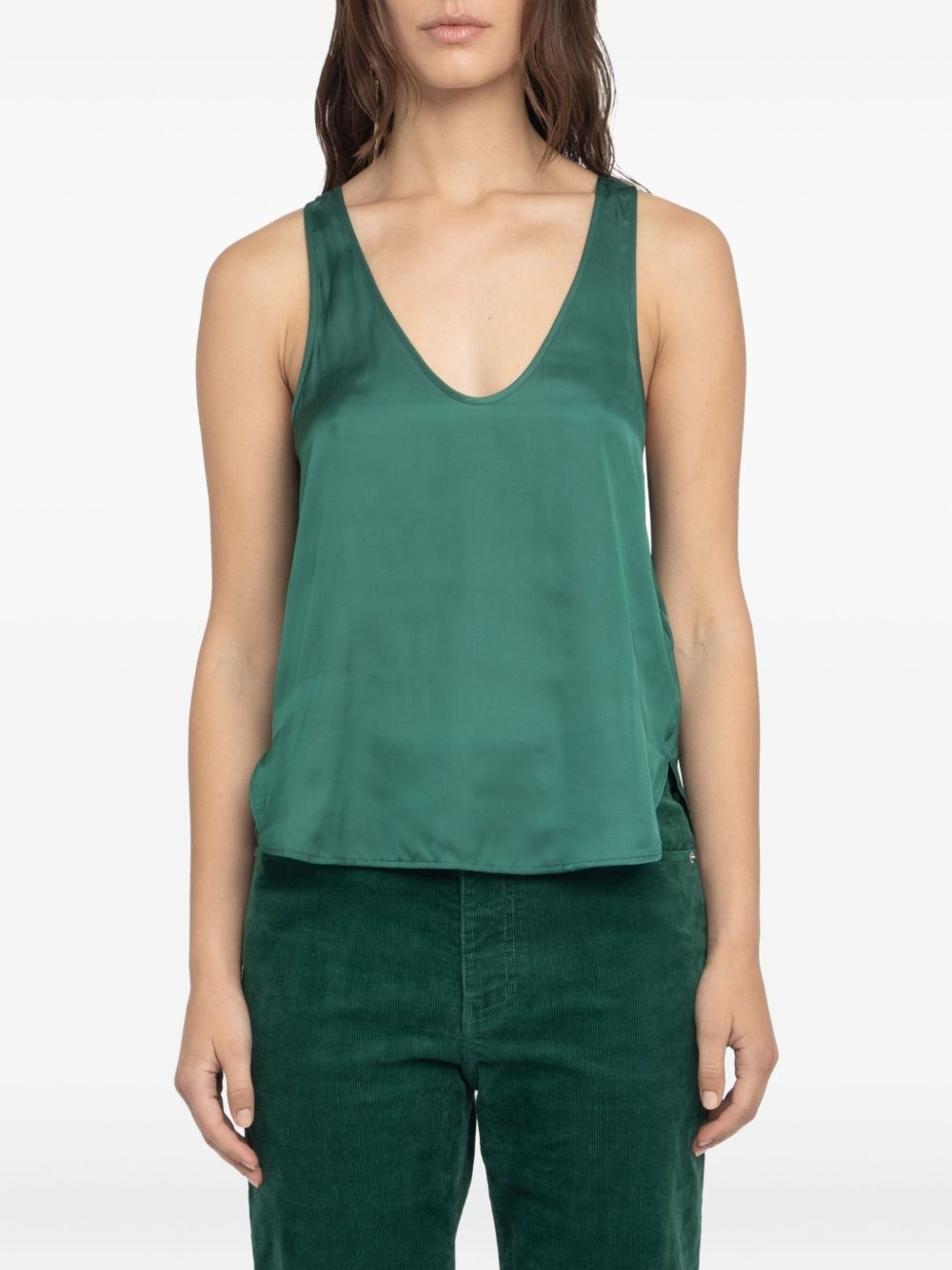 satin-effect sleeveless top - 4