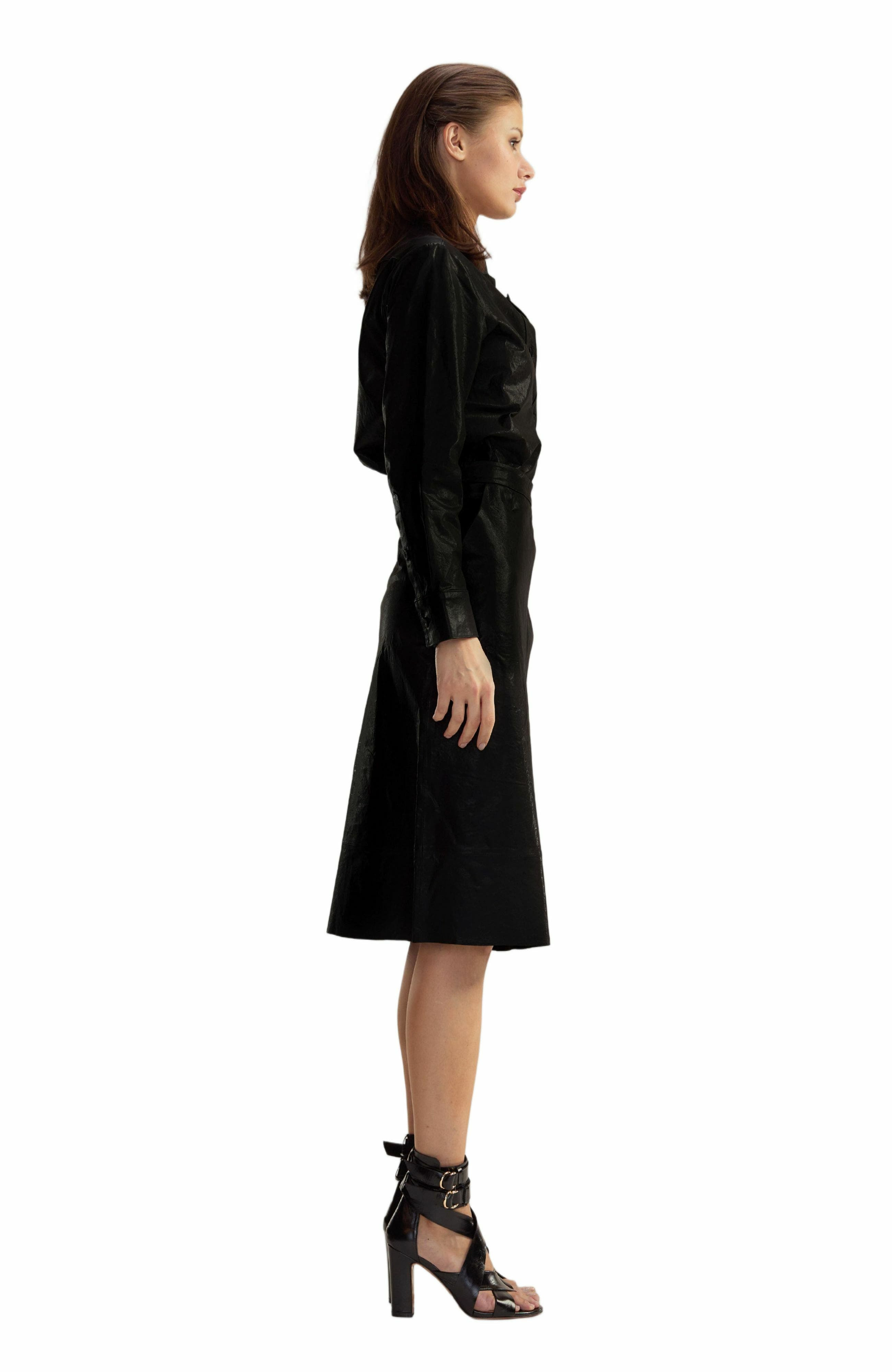 Cynthia Rowley Leather Midi Skirt in Black at Nordstrom - 1