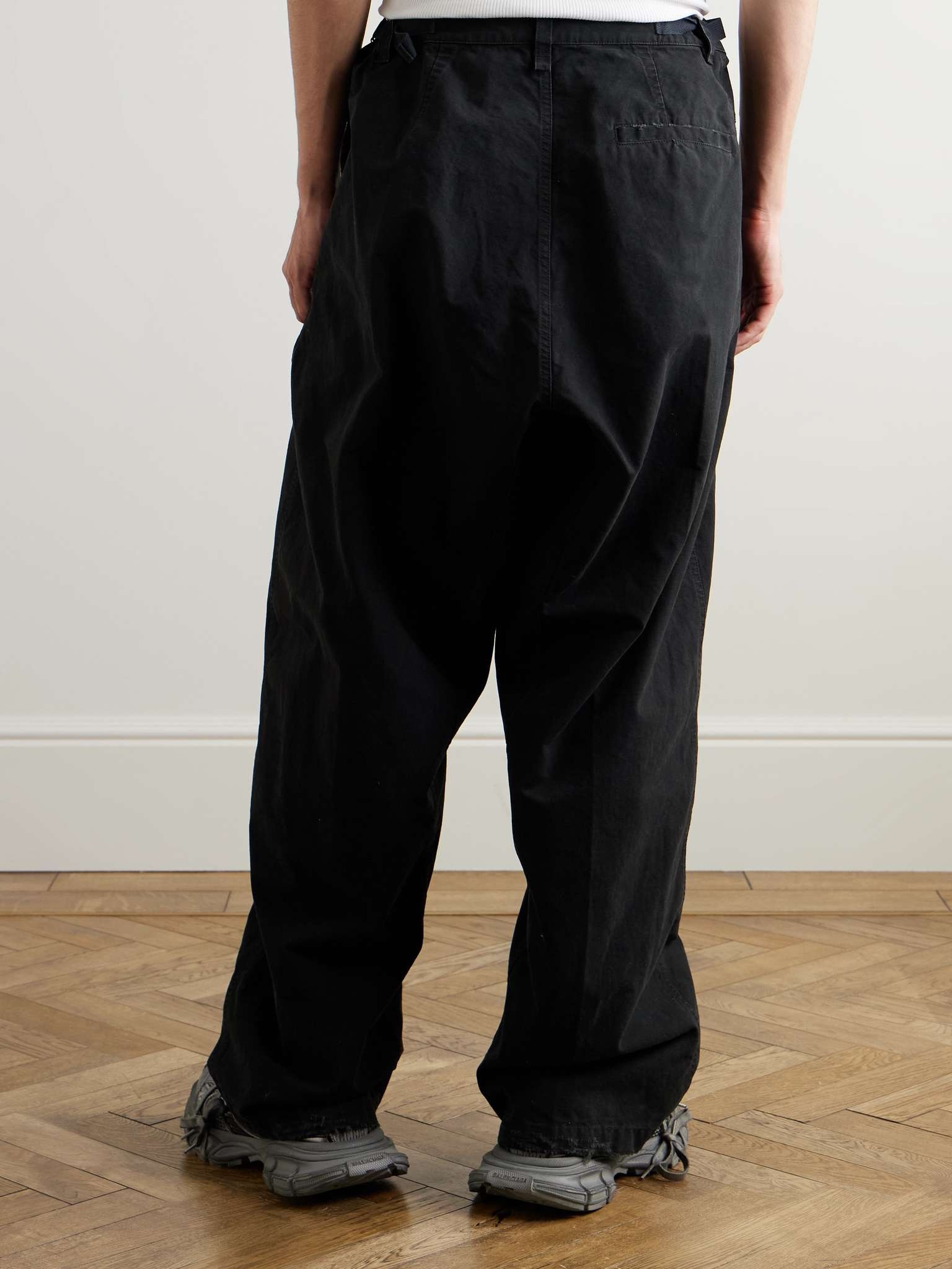 Wide-Leg Distressed Cotton Cargo Trousers - 5