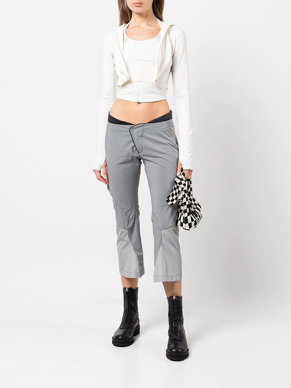 panelled slim-fit cropped trousers - 2